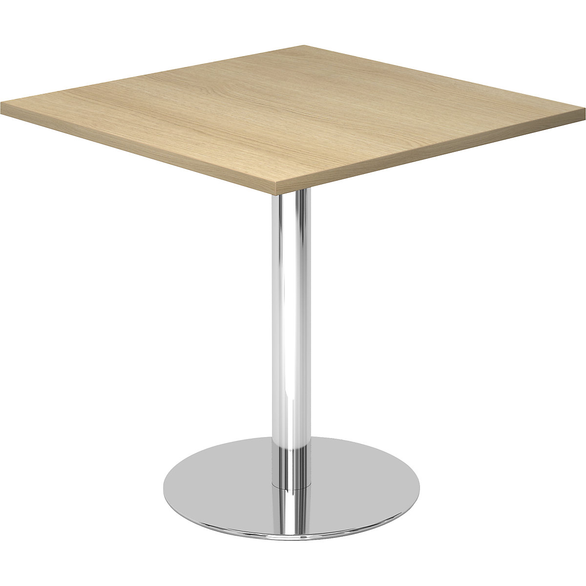 Masă de consiliu, lung. x lăț. 800 x 800 mm, înălțime 755 mm, cadru cromat, blat decor stejar-0