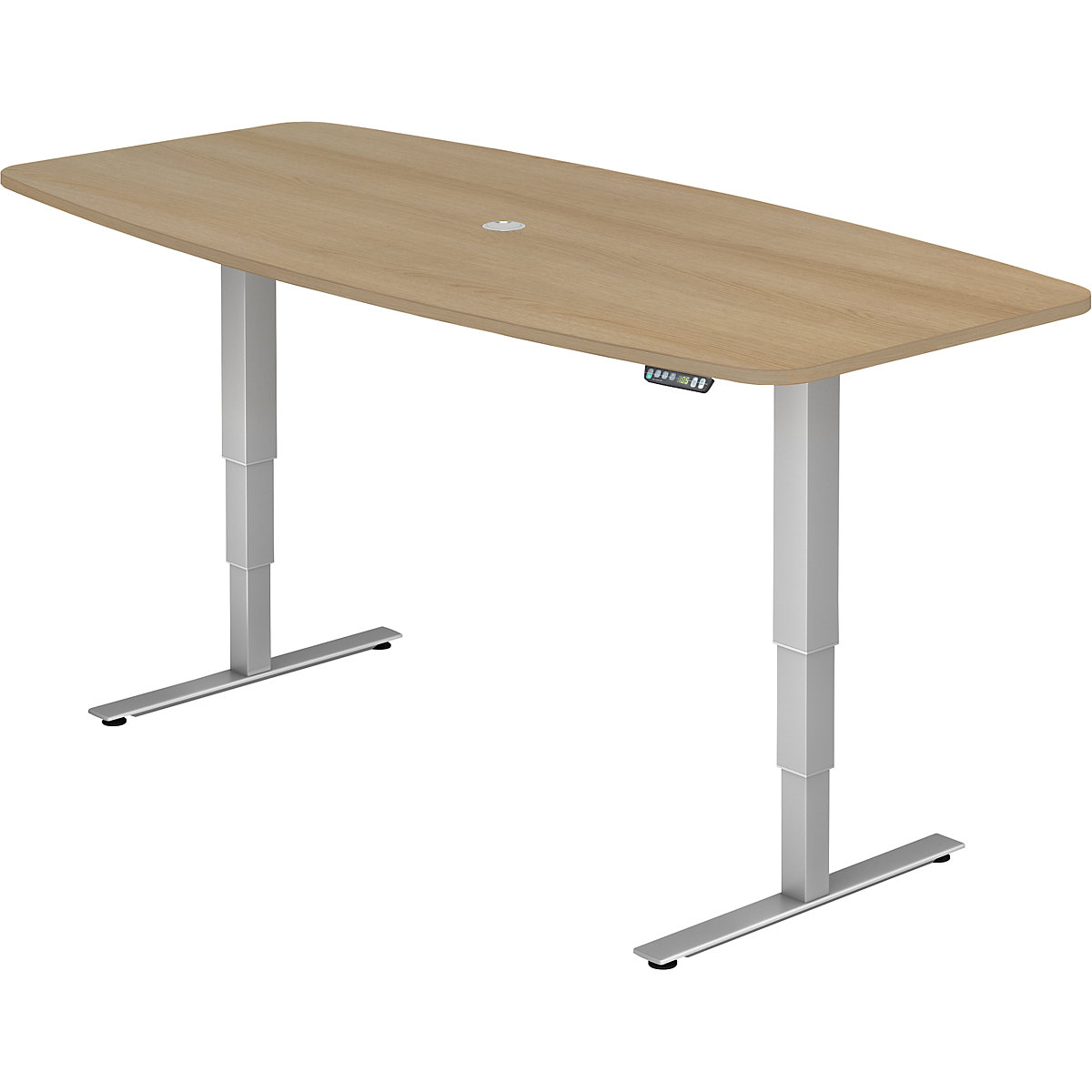 Masă de conferințe, lăț. x ad. 2200 x 1030 mm, reglare electrică pe înălțime 620 – 1270 mm, decor stejar-0