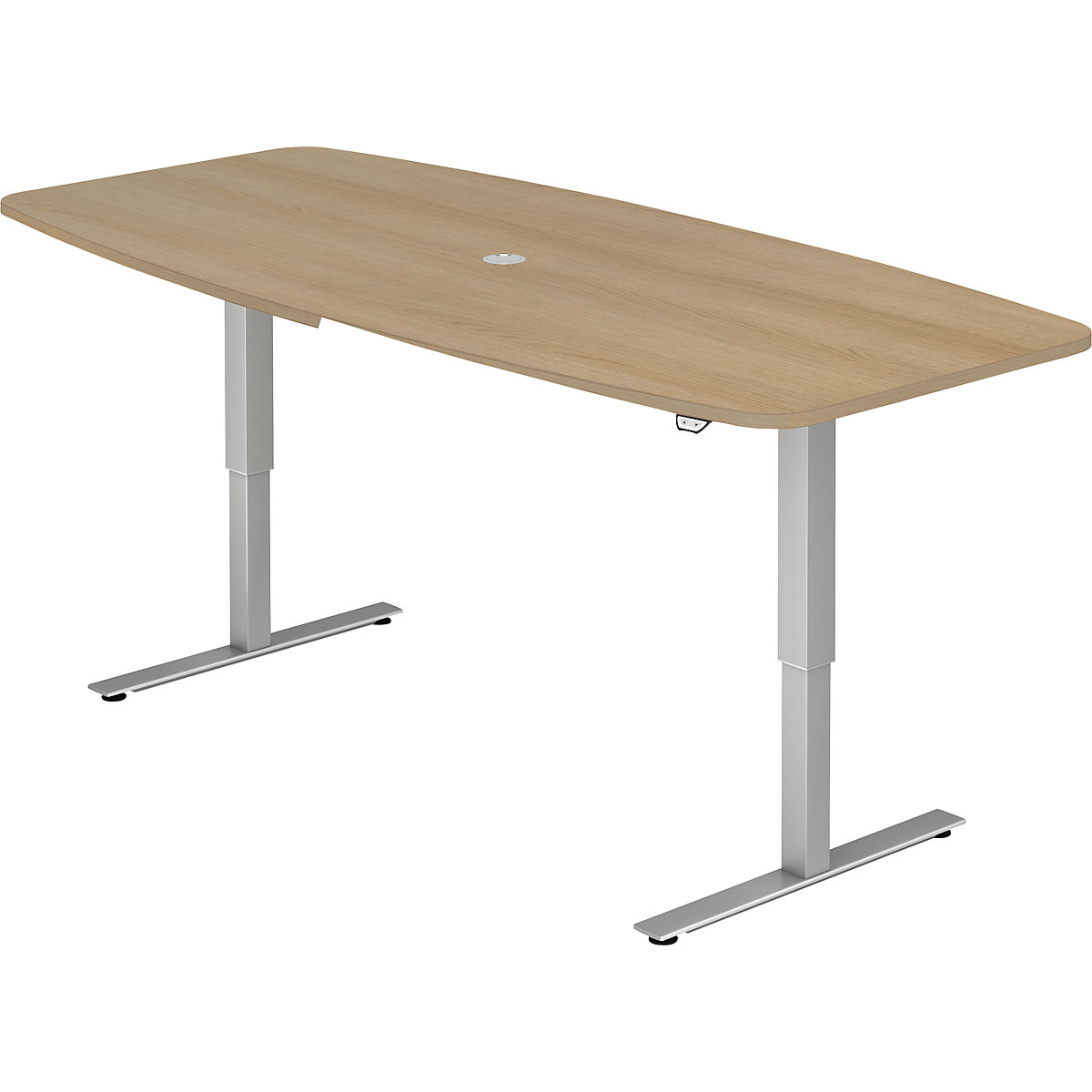 Masă de conferințe, lăț. x ad. 2200 x 1030 mm, reglare electrică pe înălțime 720 – 1190 mm, decor stejar-0