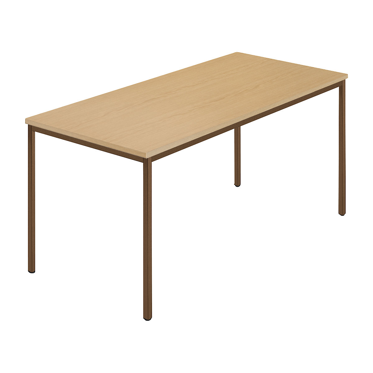 Masă dreptunghiulară, țeavă rectangulară cu strat din plastic, lăț. x ad. 1500 x 800 mm, fag natural / maro-0