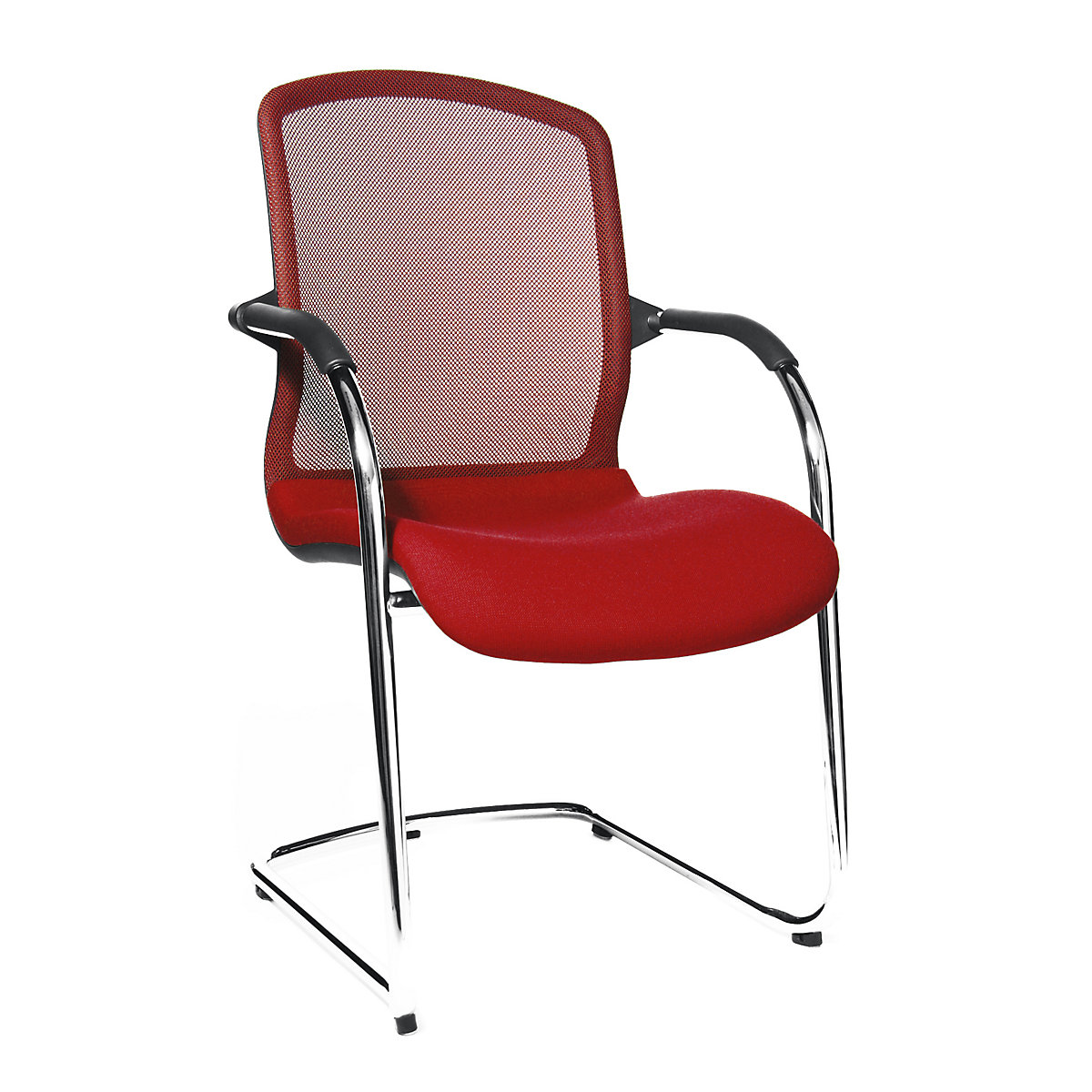 OPEN CHAIR – scaunul design pentru vizitatori – Topstar, scaun tip consolă cu spătar din plasă, amb. 2 buc., roșu-0