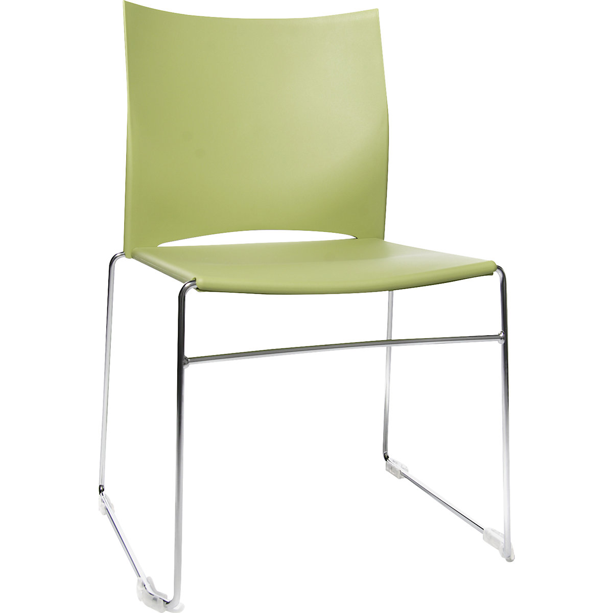 Scaun cu cadru tip sanie care poate fi stivuit – Topstar, cadru cromat, unitate de ambalare 4 buc., verde-0