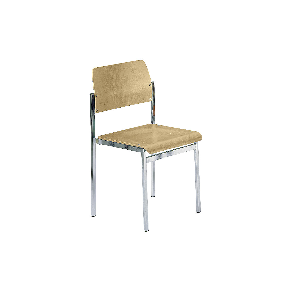 Scaun de stivuire SUSAN, cadru cromat, amb. 4 buc., lemn fag natural-0