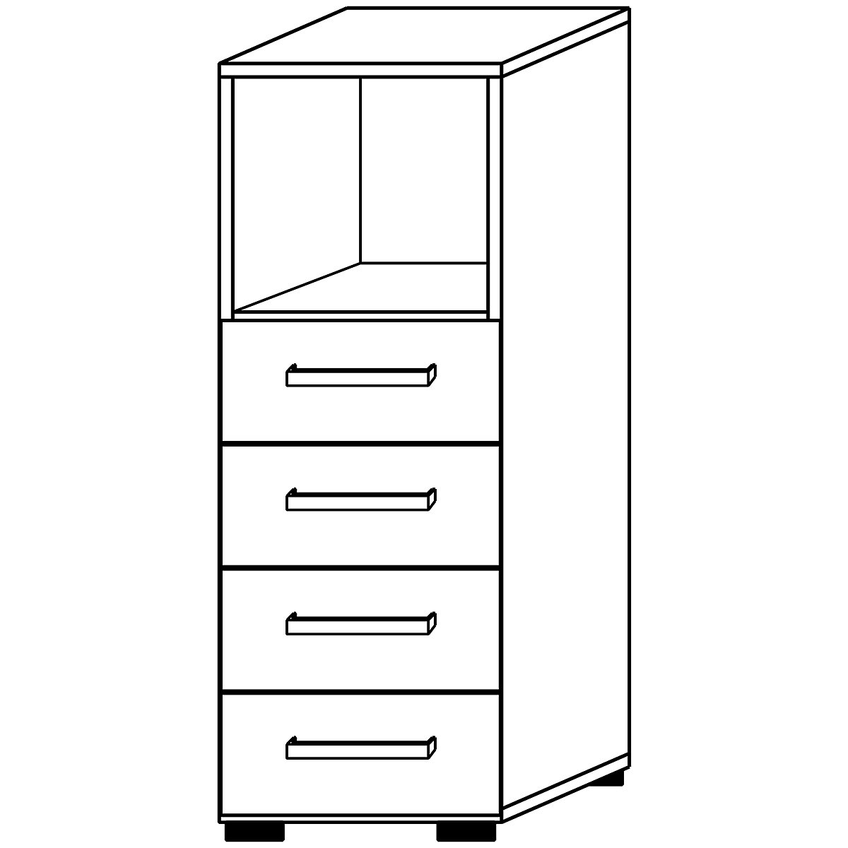 Rayonnage et tiroirs combinés VERA-ZWO (Illustration du produit 2)-1