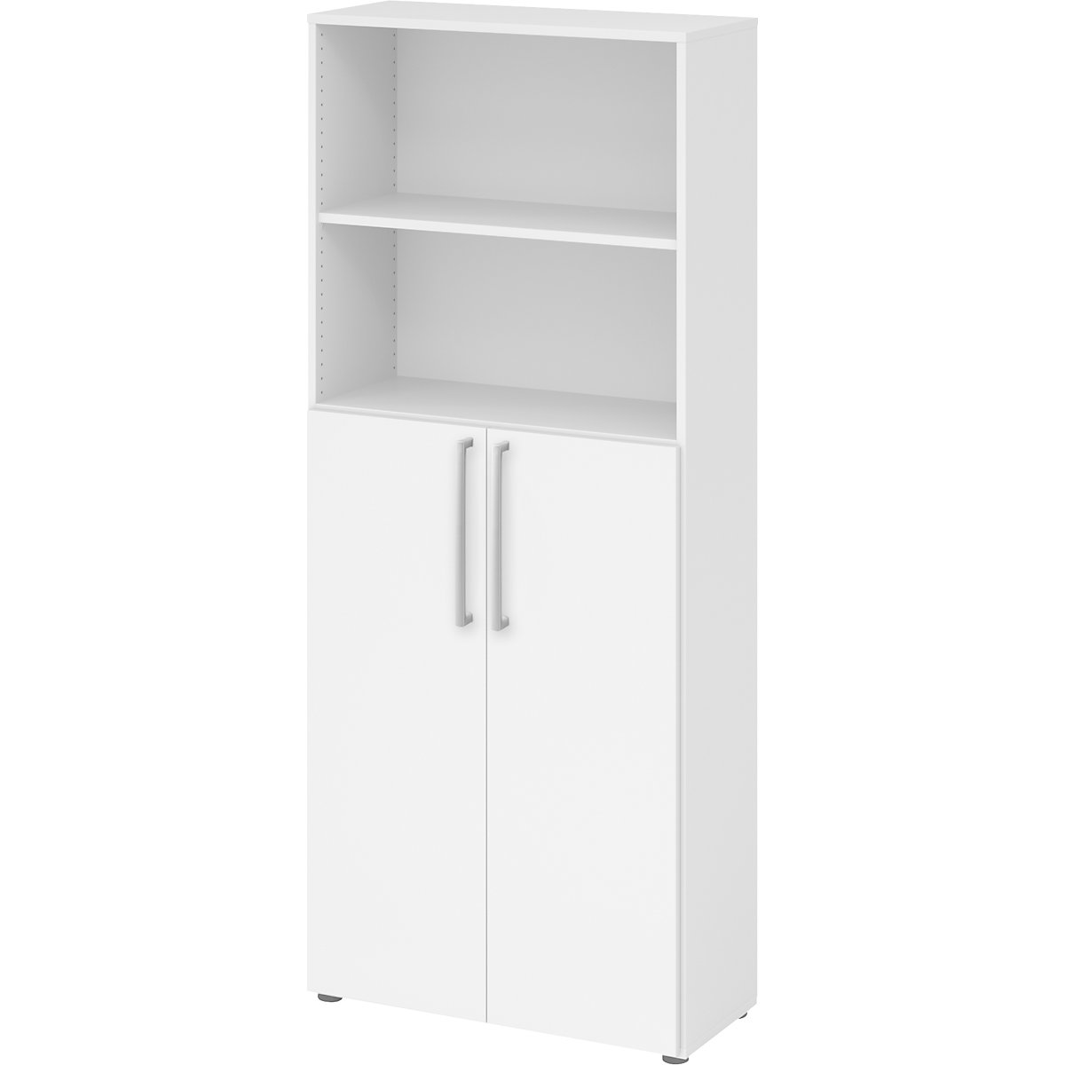 Armoire et rayonnage combinés – eurokraft pro, 4 tablettes, 2 casiers ouverts, blanc-0