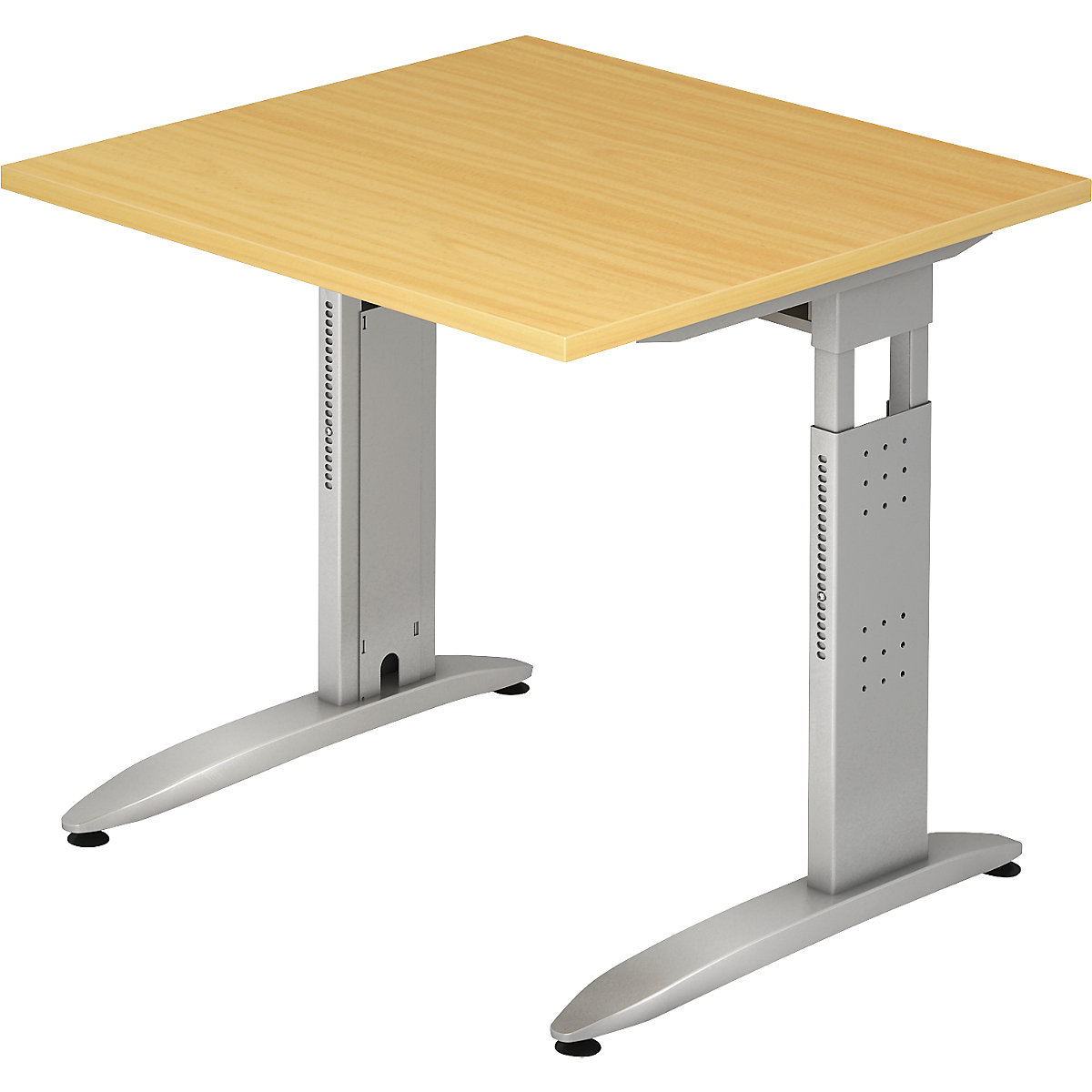 Bureau – eurokraft pro, piétement en L, hauteur réglable, h x l x p 720 x 800 x 800 mm, façon hêtre-0