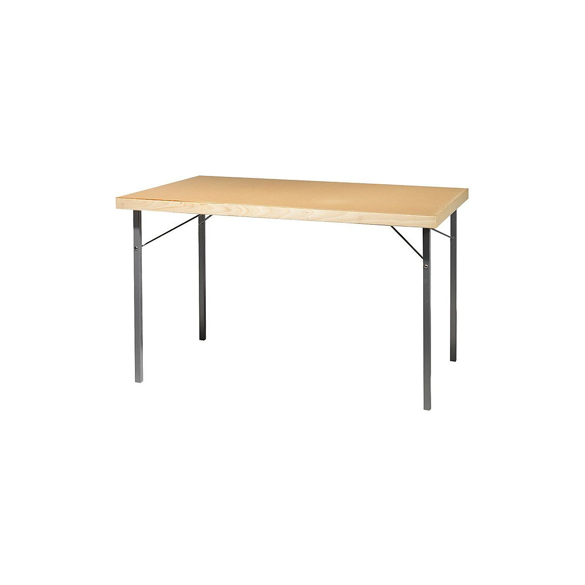 Table pliante, piètement métallique, coloris aluminium, l x p 1200 x 800 mm, plateau en bois-1