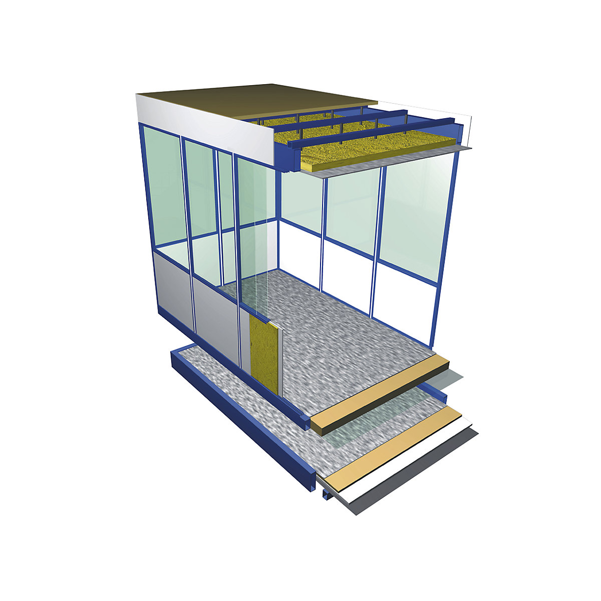 Prefab office, 3-sided, for installation against an existing wall (Product illustration 2)-1