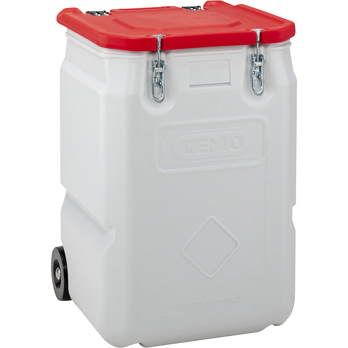 Contenitore per la raccolta di sostanze pericolose Mobil-Box – CEMO, capacità 250 l, lungh. x largh. x alt. 600 x 600 x 890 mm, rosso-0