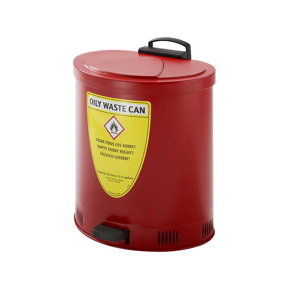 Contenitore di smaltimento di sicurezza con coperchio con chiusura automatica, in lamiera d'acciaio, capacità 65 l-0
