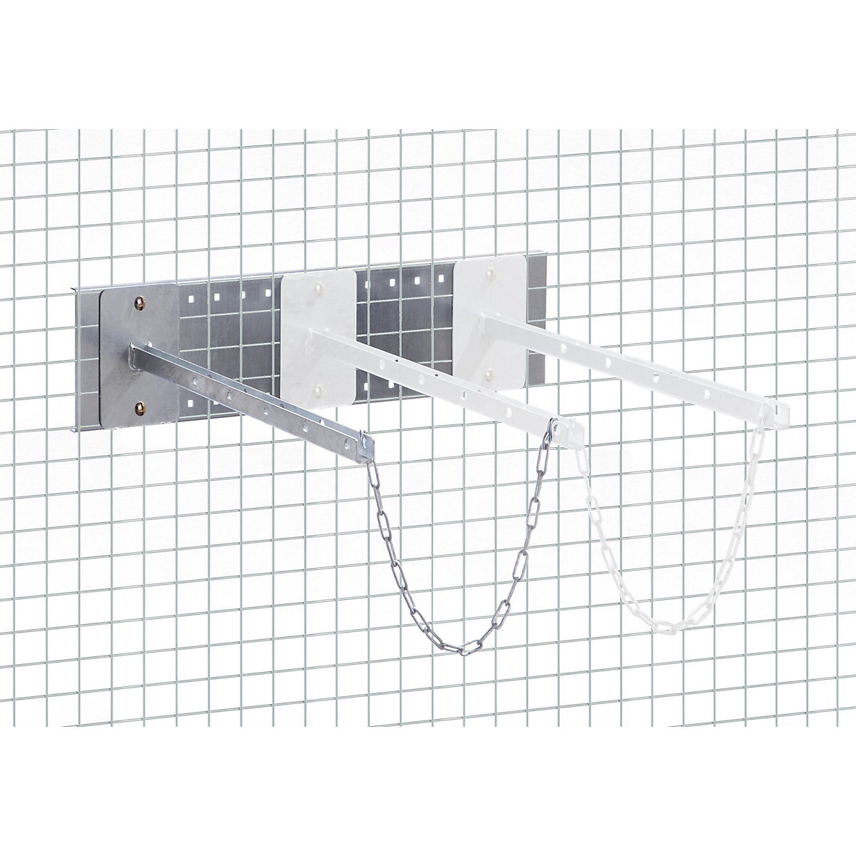 Supporto per bombole – eurokraft pro, per il magazzinaggio verticale di bottiglie in vetro, con 1 barra di supporto, 1 catena di sicurezza e 1 piastra di montaggio-0
