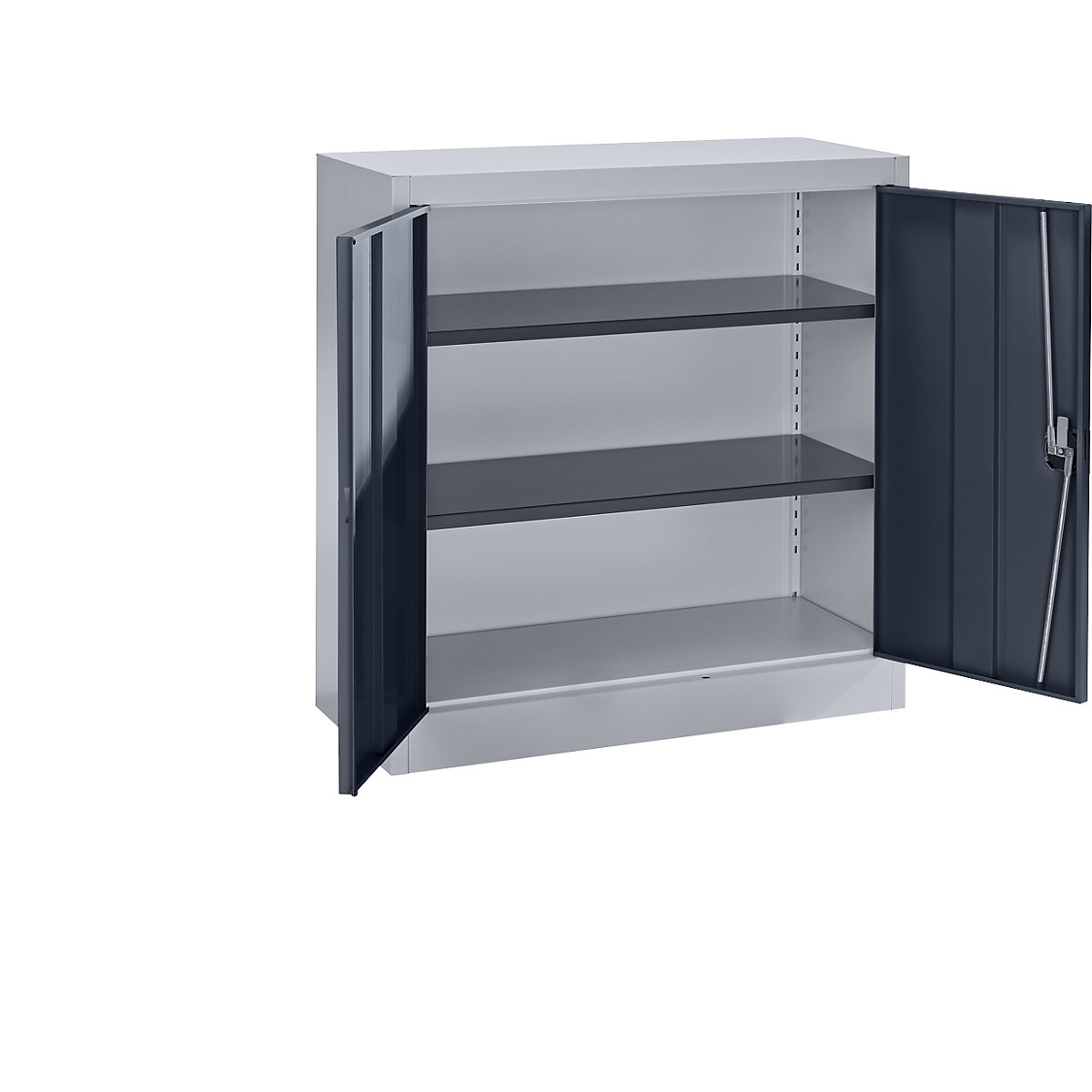 Armario de acero con puertas batientes – mauser, 2 baldas, altura 1016 mm, aluminio blanco / gris antracita-0