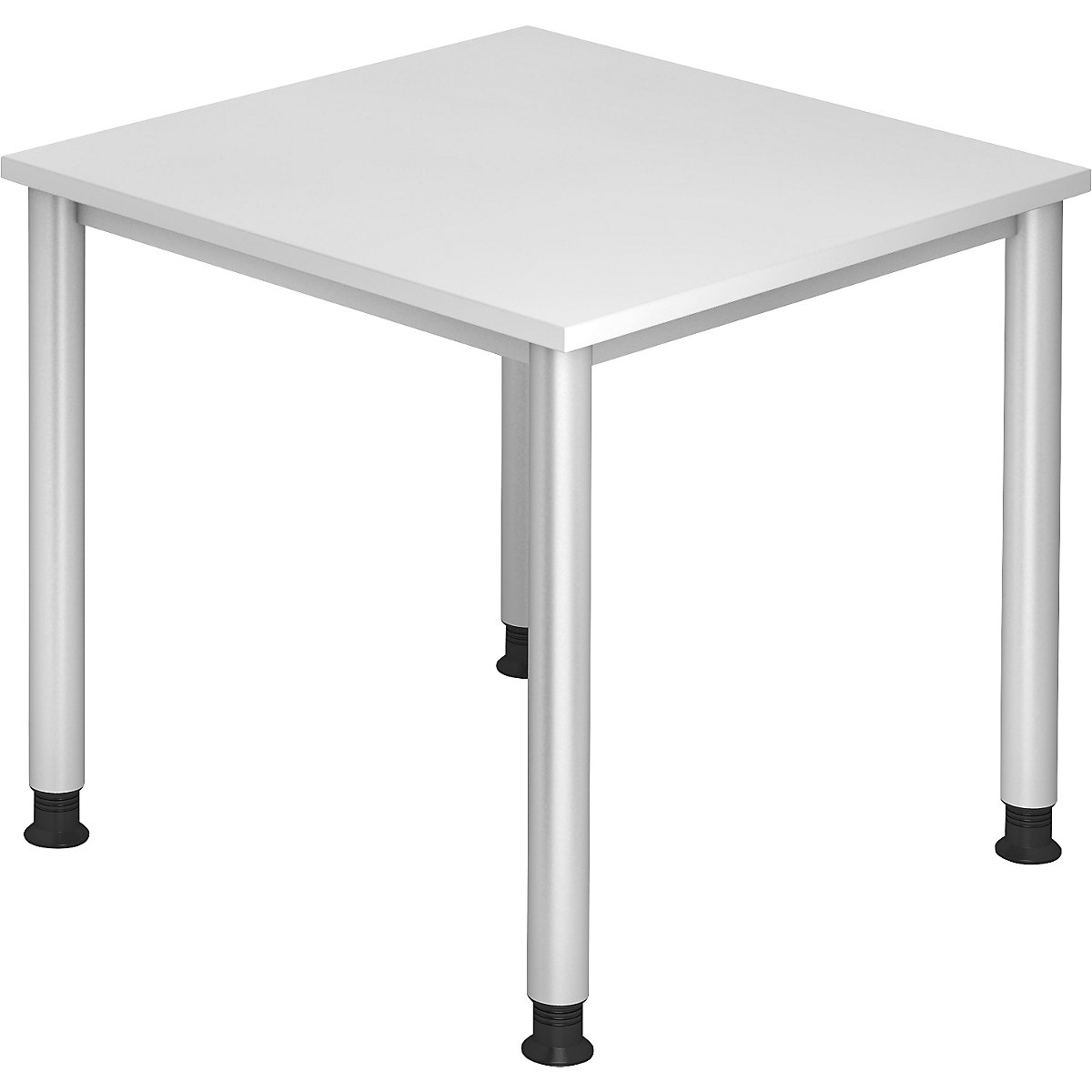 Escritorio, H x P 685 – 810 x 800 mm, 4 patas de tubo redondo, anchura 800 mm, aluminio blanco/blanco-0