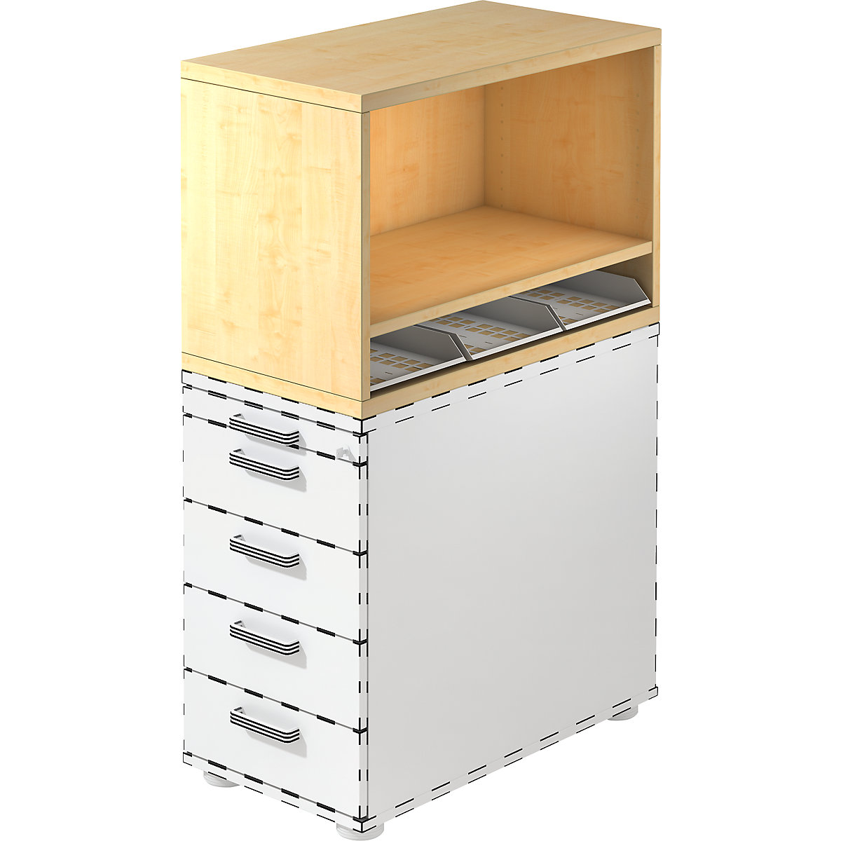 Altillo para buck RENATUS, H x A x P 530 x 428 x 800 mm, decoración de arce-0