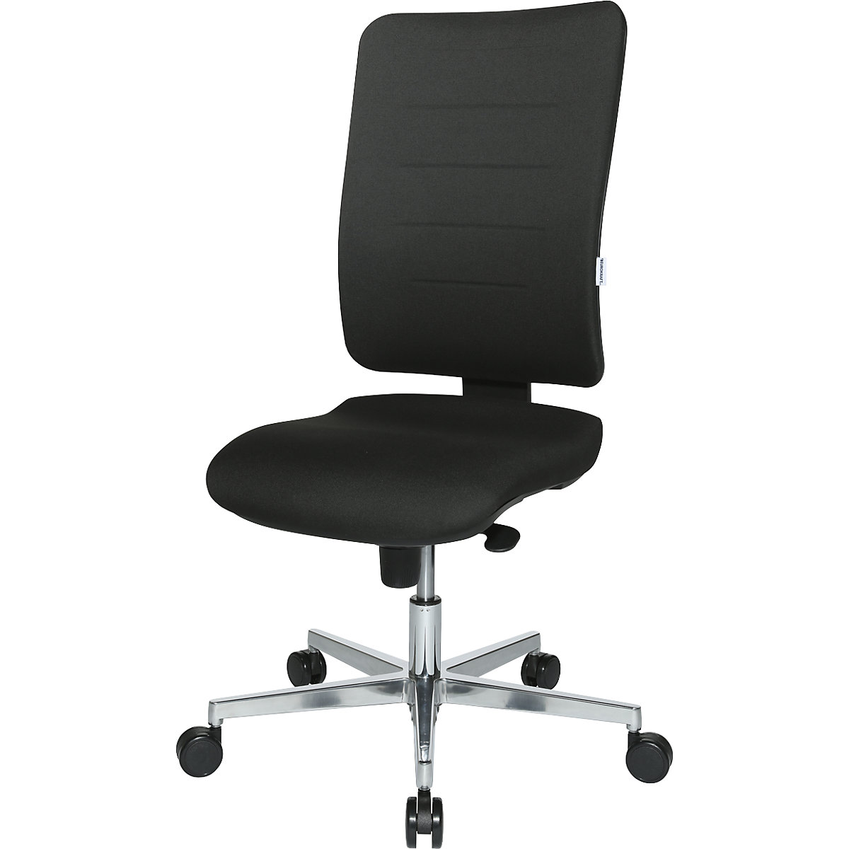 Silla giratoria de oficina V2 con asiento adecuado para la columna – eurokraft pro, pata en cruz de aluminio, respaldo acolchado, negro-0