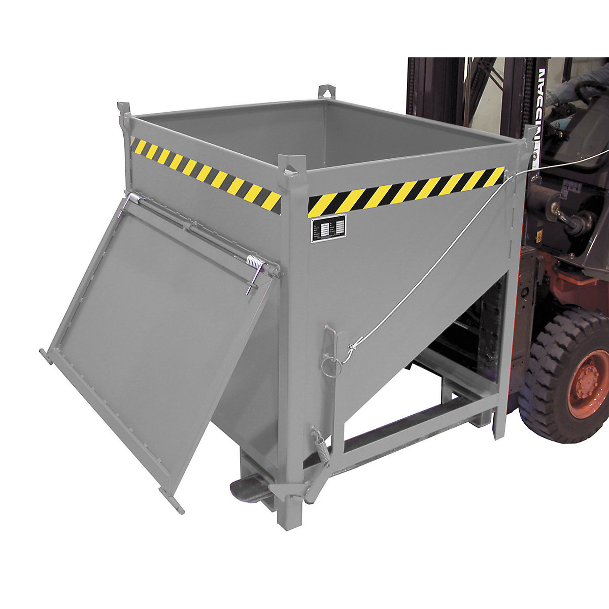 Recipient siloz – eurokraft pro, volum 0,75 m³, cu clapetă în partea din față, gri șobolan RAL 7005-0
