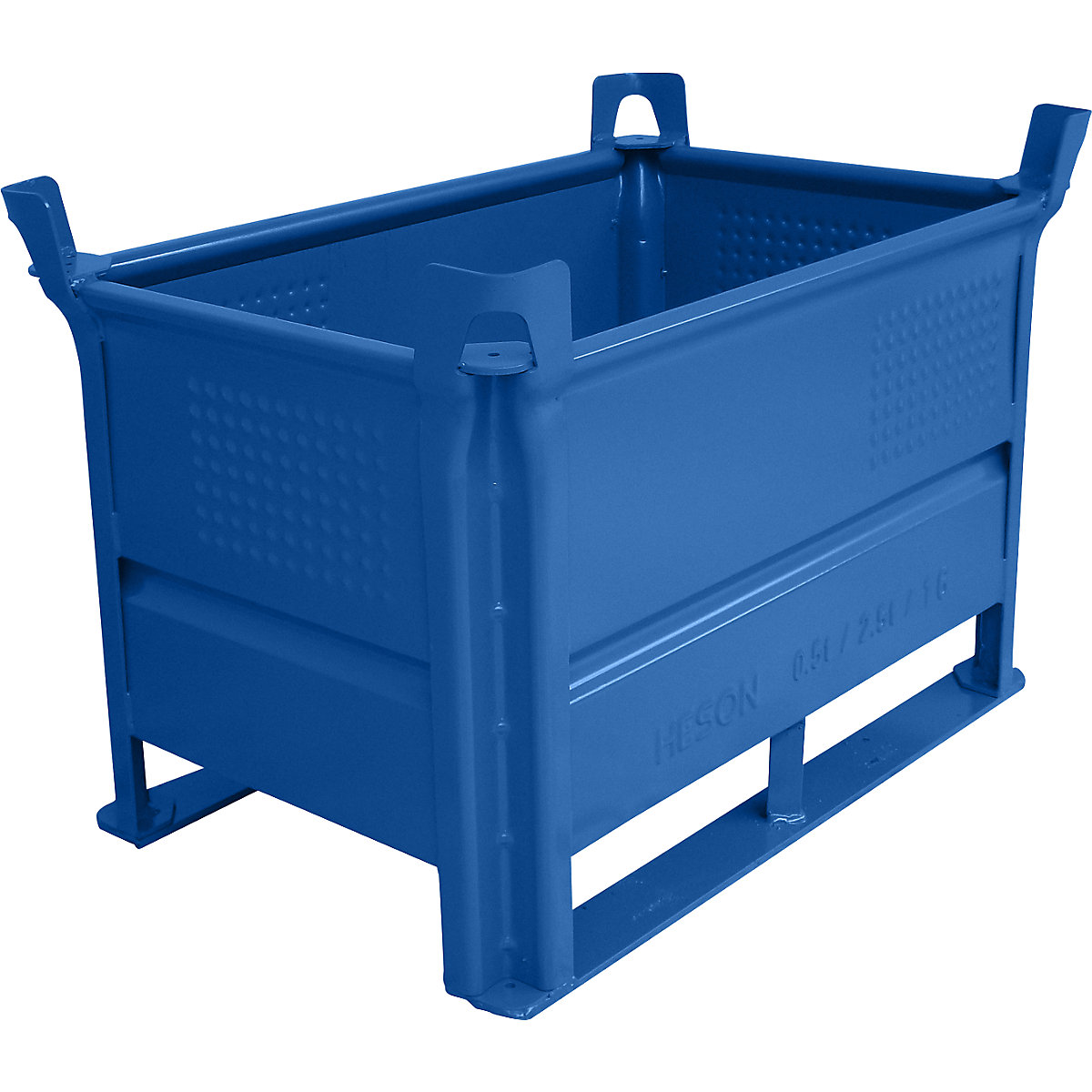 Navetă stivuibilă cu tălpi – Heson, lung. x lăț. 800 x 500 mm, capacitate portantă 1000 kg, albastru, minimum 1 buc.-0