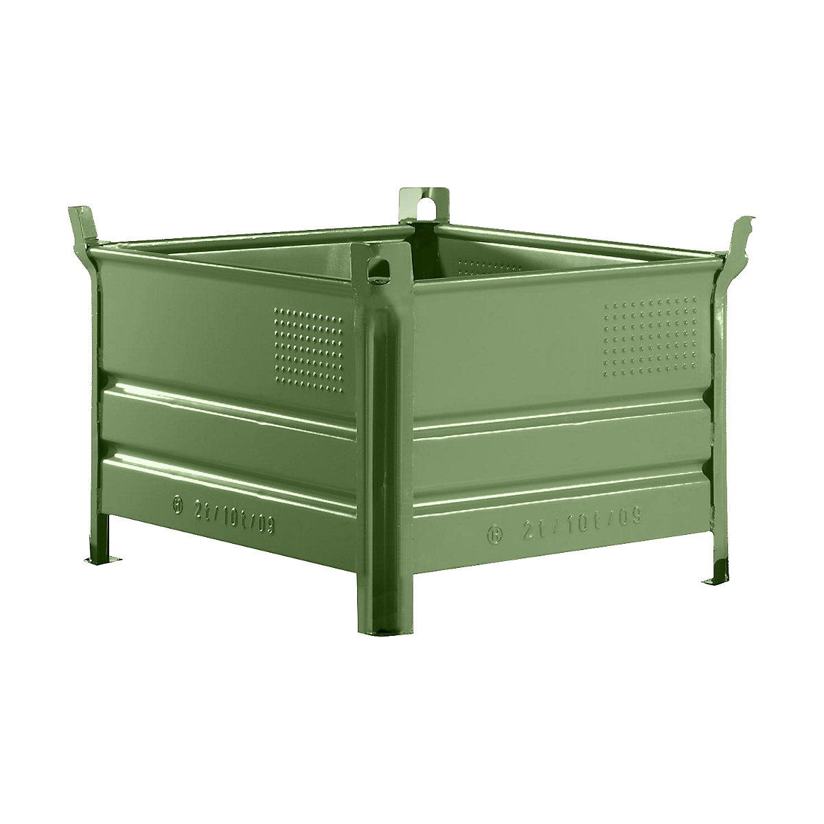 Navetă stivuibilă cu tălpi – Heson, lung. x lăț. 1000 x 800 mm, capacitate portantă 1000 kg, verde, minimum 1 buc.-0