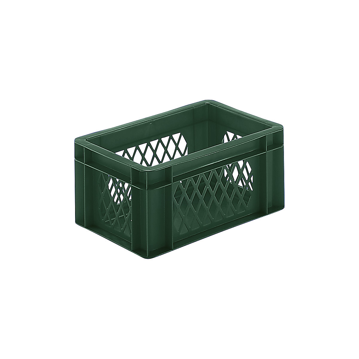 Cutie de depozitare în format Euro, pereți cu orificii, bază plină, lung. x lăț. x î. 300 x 200 x 145 mm, verde, amb. 5 buc.-0