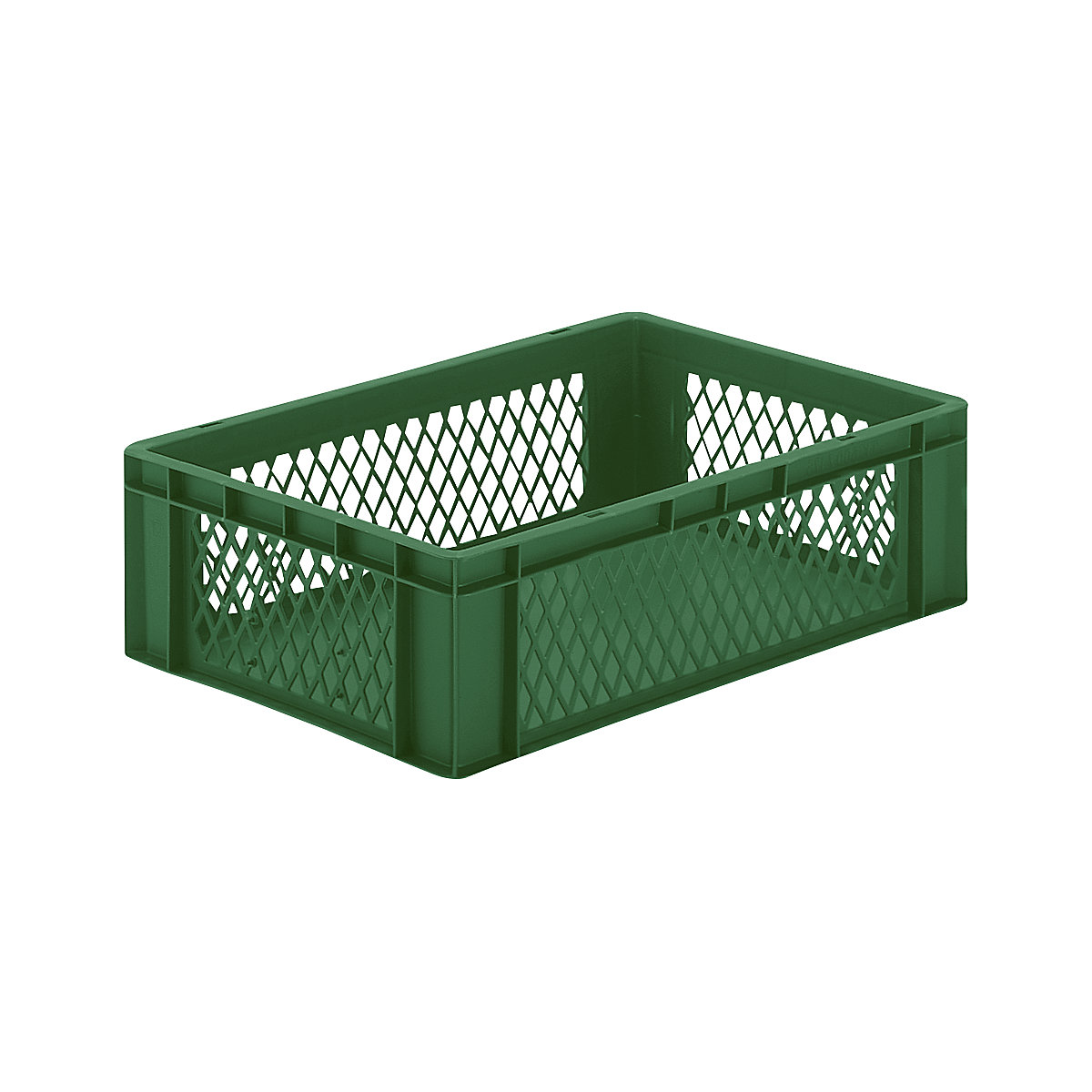 Cutie de depozitare în format Euro, pereți cu orificii, bază plină, lung. x lăț. x î. 600 x 400 x 175 mm, verde, amb. 5 buc.-0