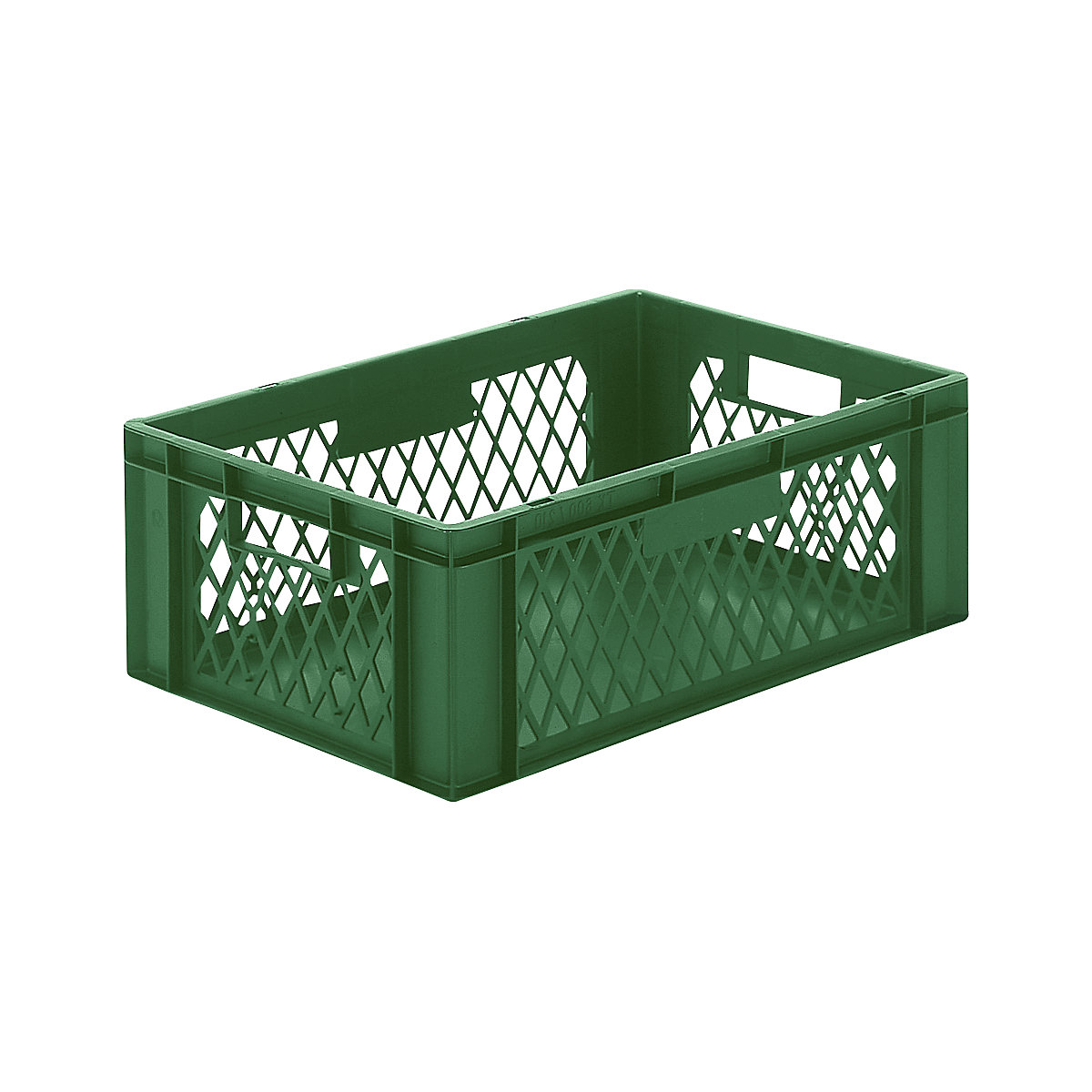 Cutie de depozitare în format Euro, pereți cu orificii, bază plină, lung. x lăț. x î. 600 x 400 x 210 mm, verde, amb. 5 buc.-0
