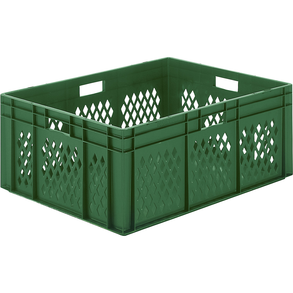 Cutie de depozitare în format Euro, pereți cu orificii, bază plină, lung. x lăț. x î. 800 x 600 x 320 mm, verde, amb. 2 buc.-0