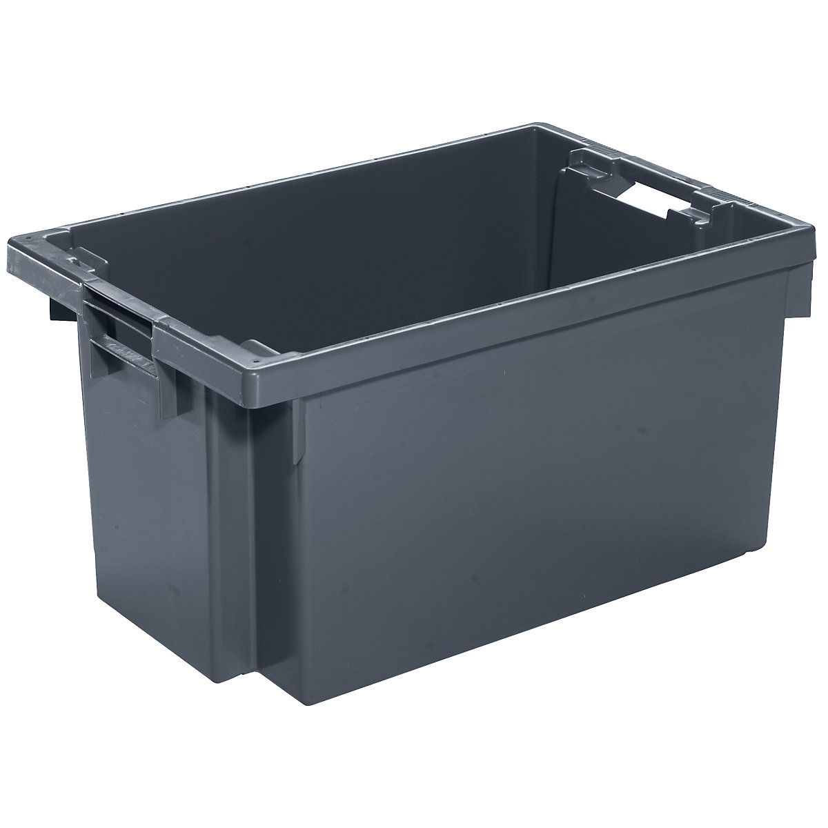 Cutie de depozitare din HDPE, volum 50 l, pereți și bază pline, gri-0