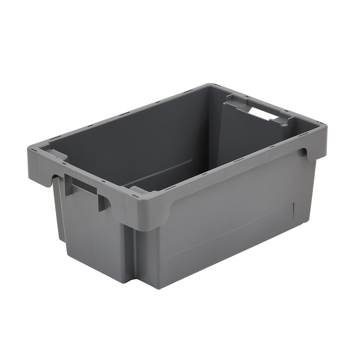Cutie de depozitare din HDPE, volum 40 l, pereți și bază pline, gri-0