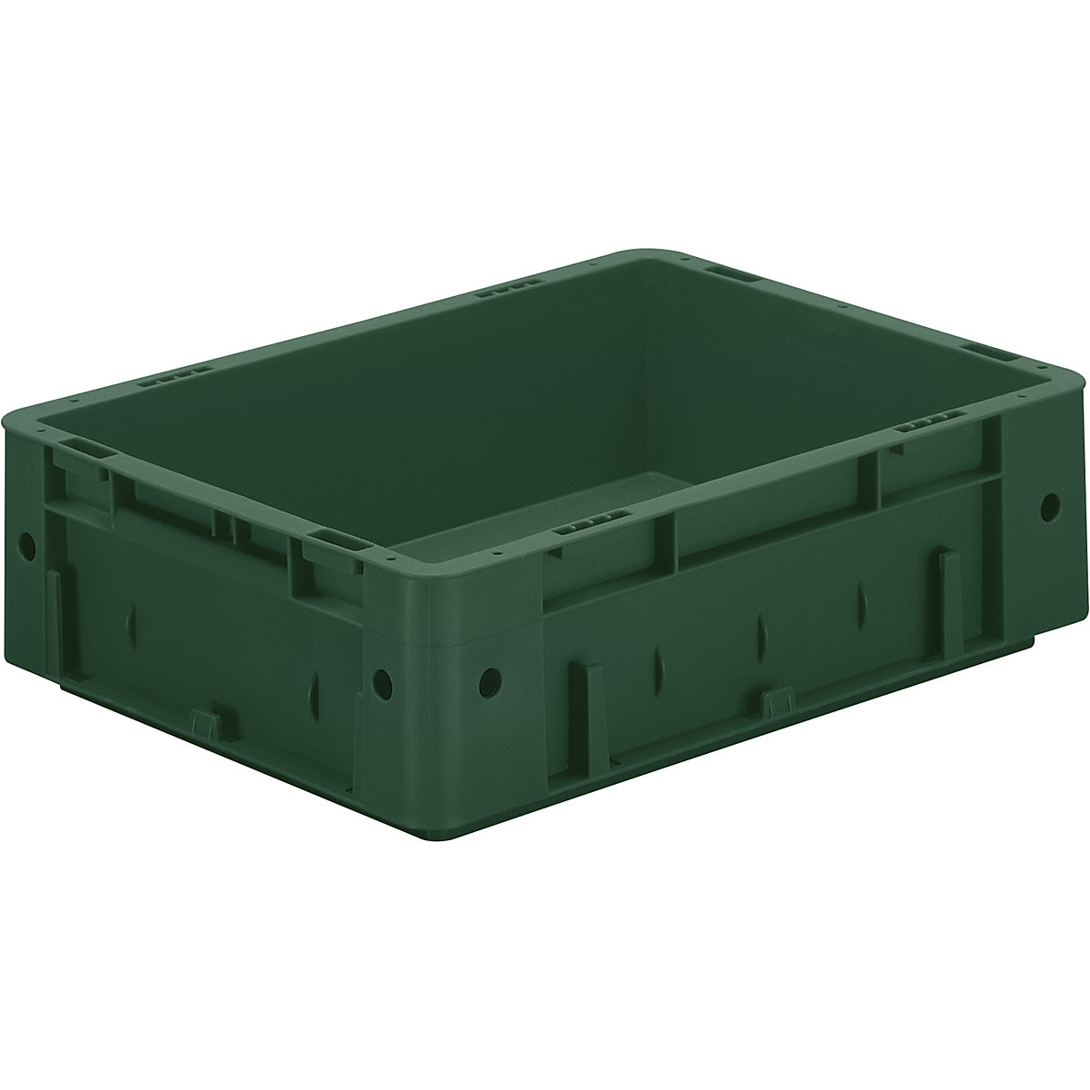 Navetă euro pentru obiecte grele, polipropilenă, volum 9,2 l, lung. x lăț. x î. 400 x 300 x 120 mm, pereți plini, bază plină, verde, amb. 4 buc.-0