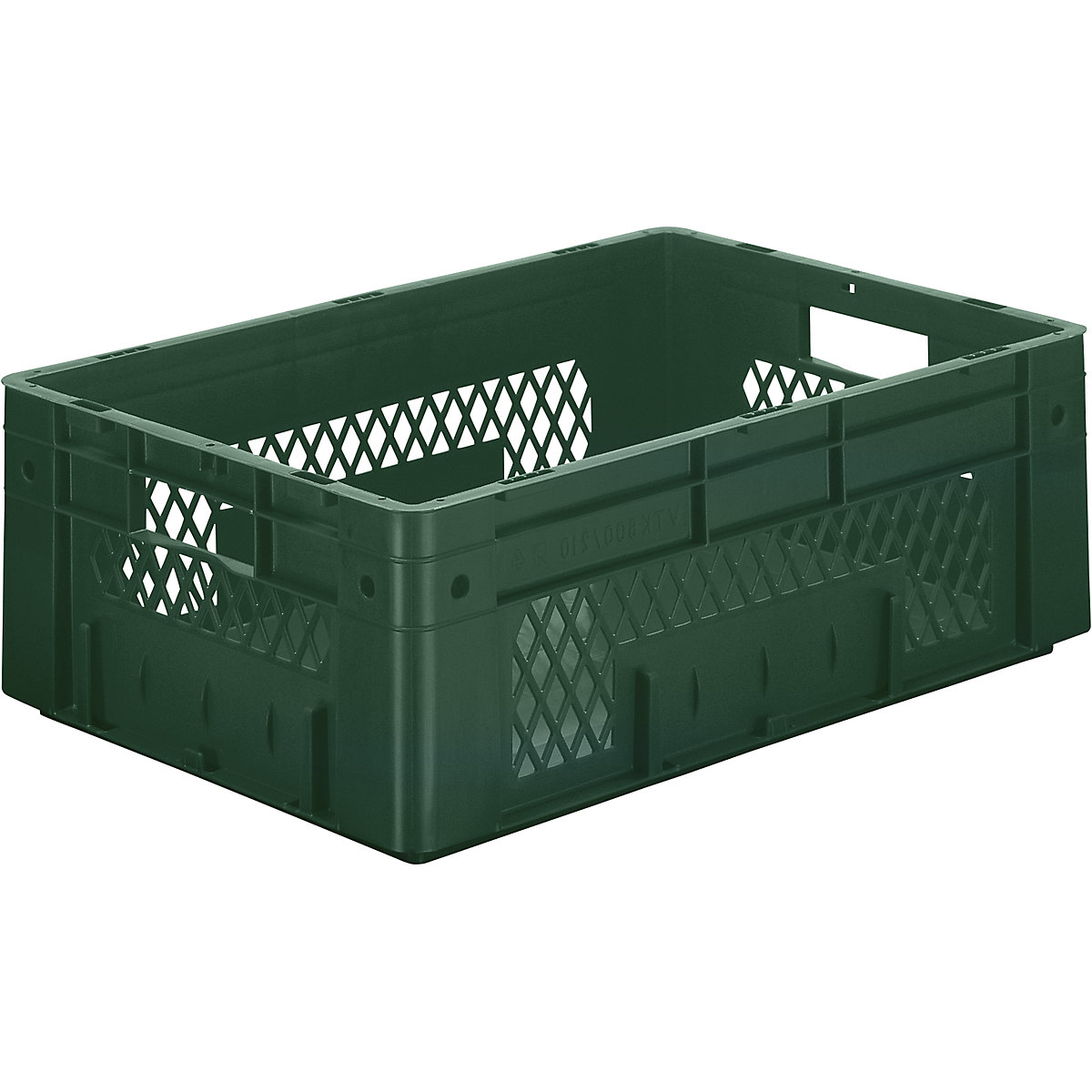 Navetă euro pentru obiecte grele, polipropilenă, volum 38 l, lung. x lăț. x î. 600 x 400 x 210 mm, pereți perforați, bază plină, verde, amb. 2 buc.-0
