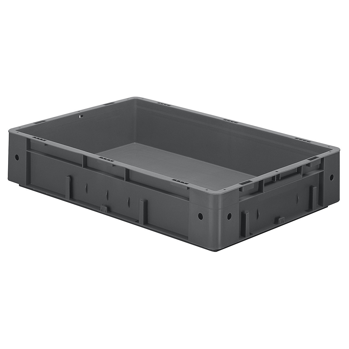 Navetă euro pentru obiecte grele, polipropilenă, capacitate 20 l, lung. x lăț. x î. 600 x 400 x 120 mm, pereți plini, bază plină, gri, amb. 2 buc.