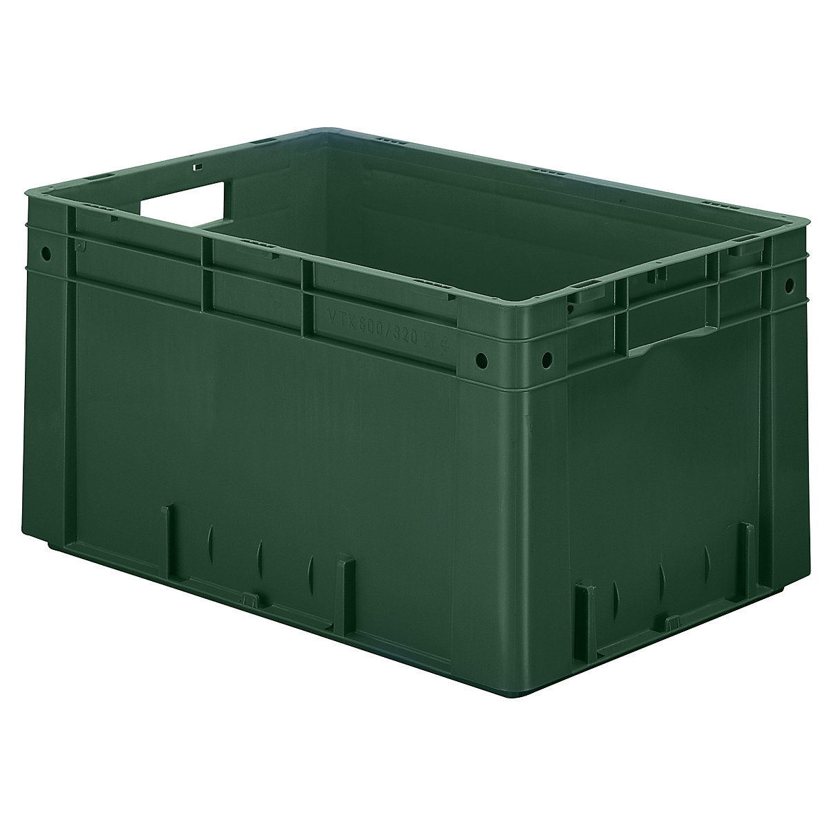 Navetă euro pentru obiecte grele, polipropilenă, capacitate 60 l, lung. x lăț. x î. 600 x 400 x 320 mm, pereți plini, bază plină, verde, amb. 2 buc.