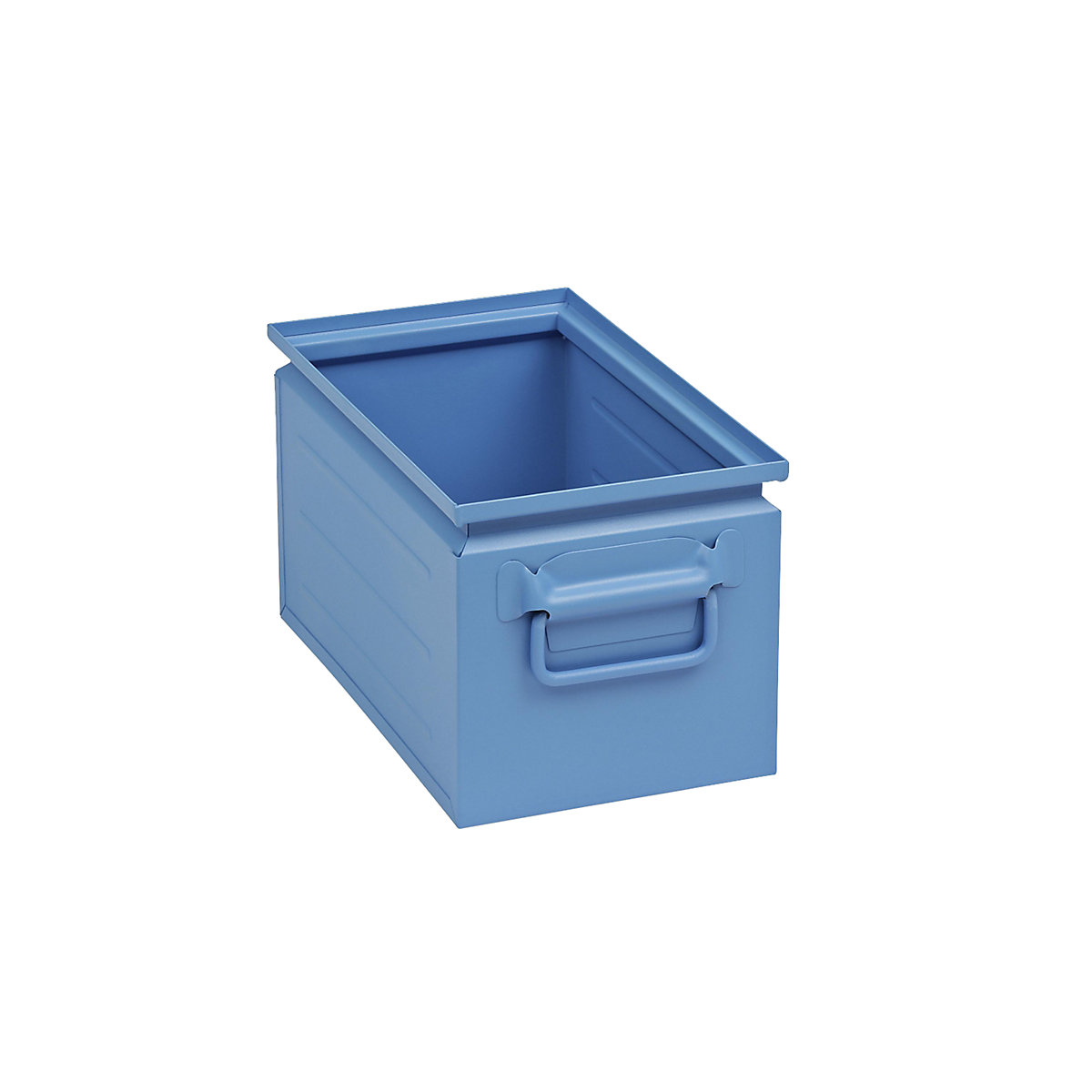 Navetă stivuibilă din tablă de oțel, capacitate cca. 14 l, albastru deschis RAL 5012