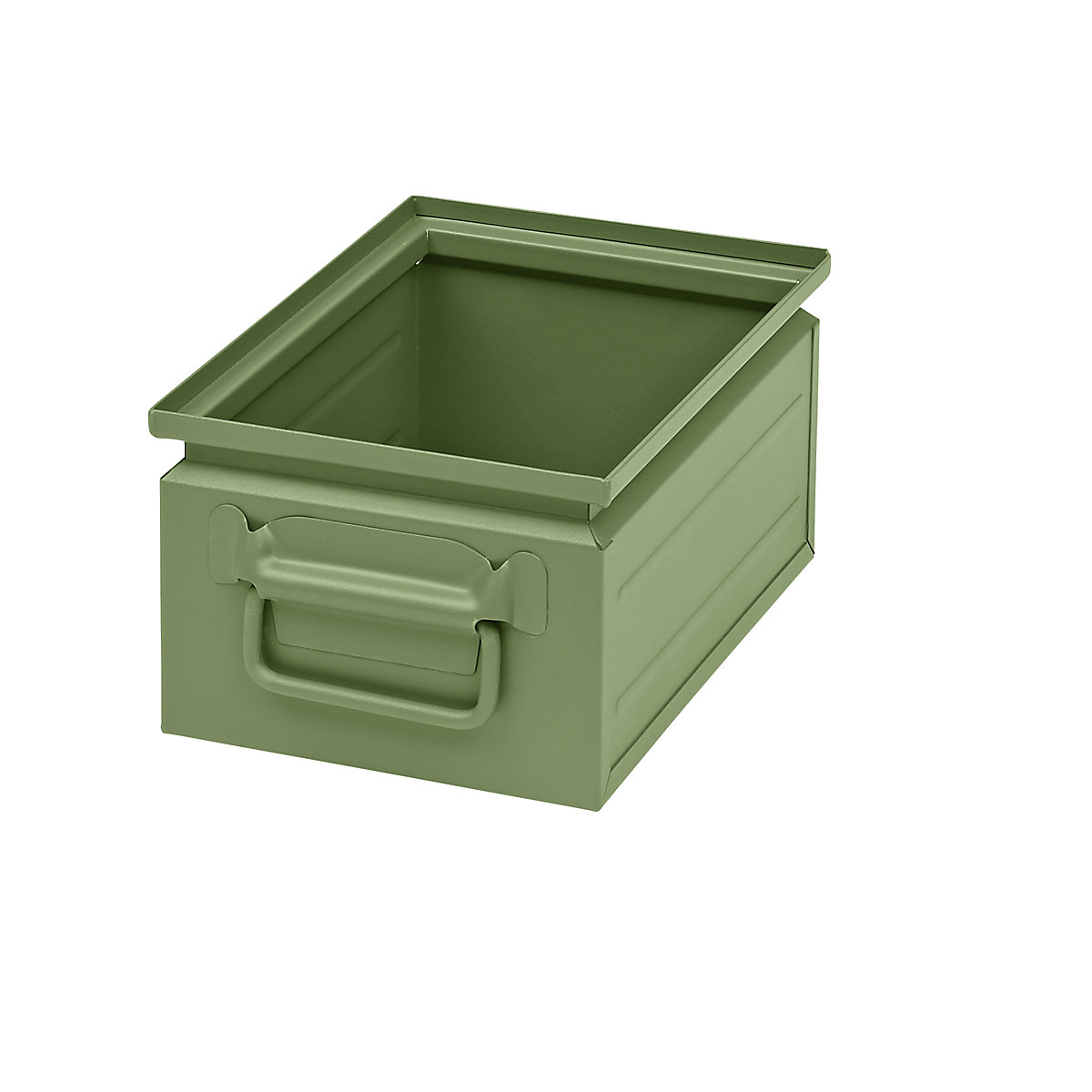 Navetă stivuibilă din tablă de oțel, volum cca. 9 l, verde reseda RAL 6011-0