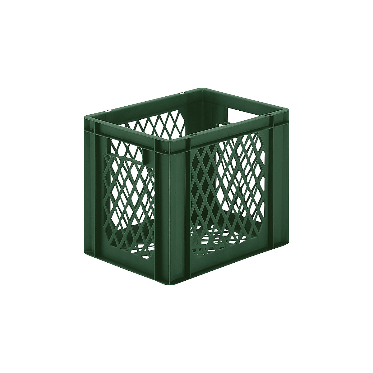 Navetă stivuibilă format Euro, pereți și baza cu orificii, lung. x lăț. x î. 400 x 300 x 320 mm, verde, amb. 5 buc.-0