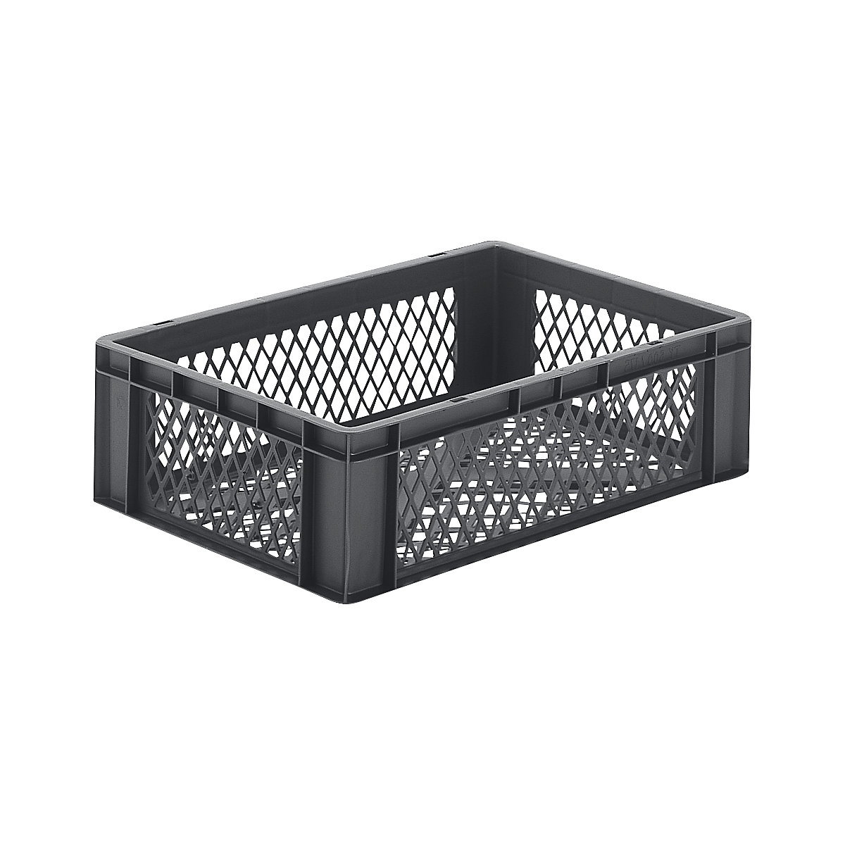 Navetă stivuibilă format Euro, pereți și baza cu orificii, lung. x lăț. x î. 600 x 400 x 175 mm, gri, amb. 5 buc.-0