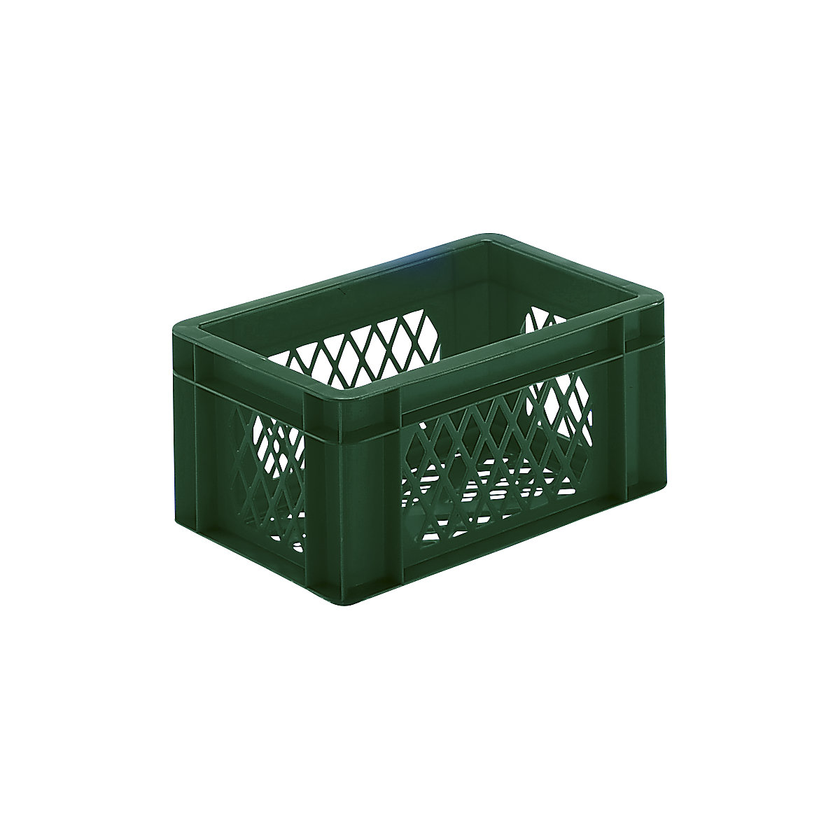 Navetă stivuibilă format Euro, pereți și baza cu orificii, lung. x lăț. x î. 300 x 200 x 145 mm, verde, amb. 5 buc.-0