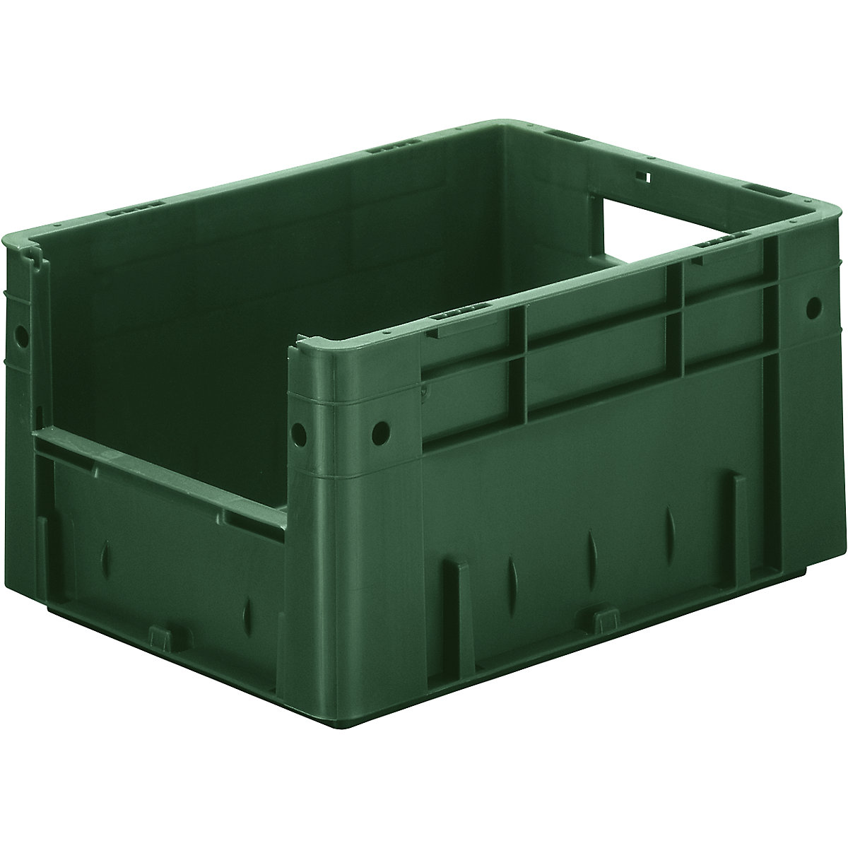 Navete euro stivuibile cu decupaj, volum 17,5 l, lung. x lăț. x î. 400 x 300 x 210 mm, amb. 4 buc., verde-0