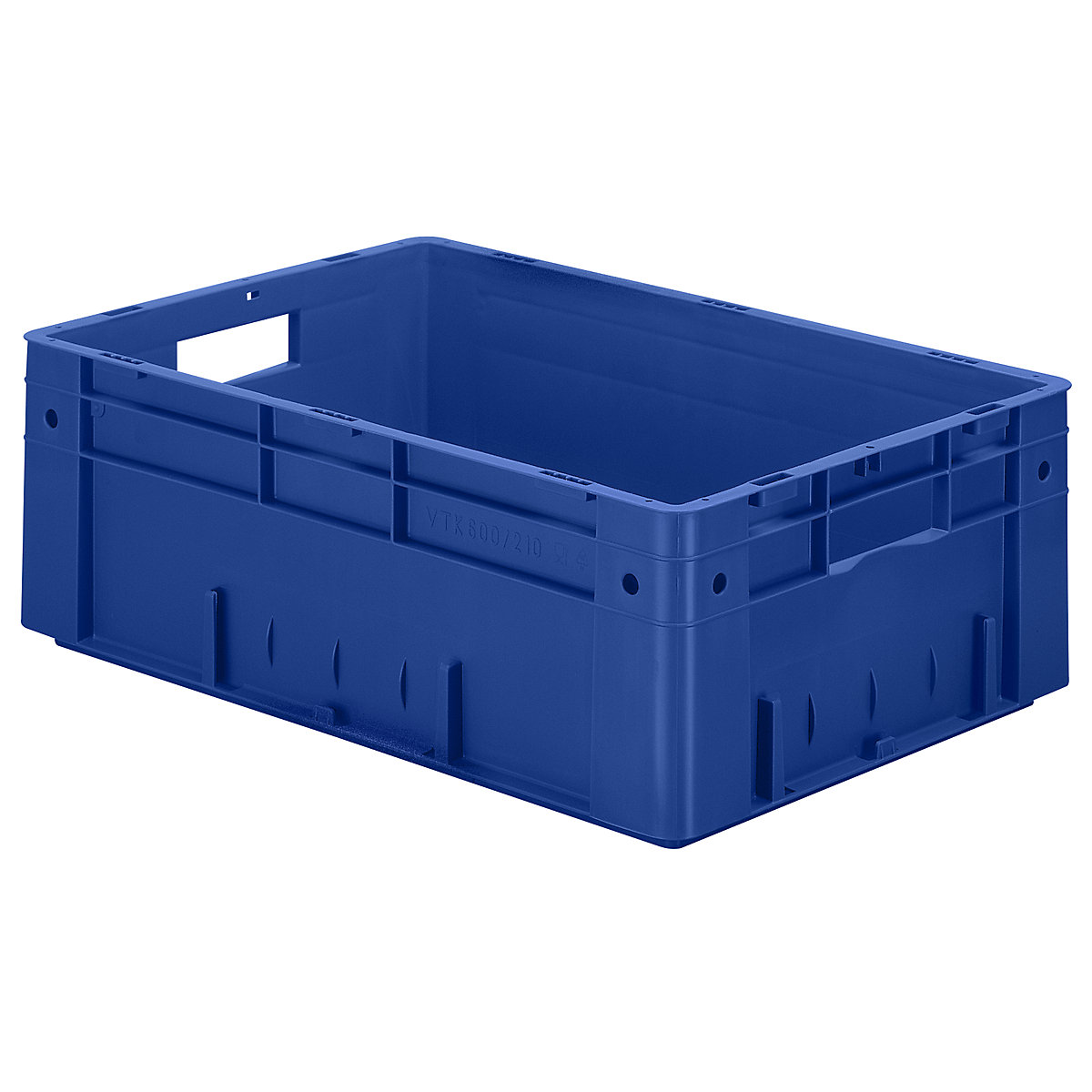 Navetă euro pentru obiecte grele, polipropilenă, capacitate 38 l, lung. x lăț. x î. 600 x 400 x 210 mm, pereți plini, bază plină, albastru, amb. 2 buc.