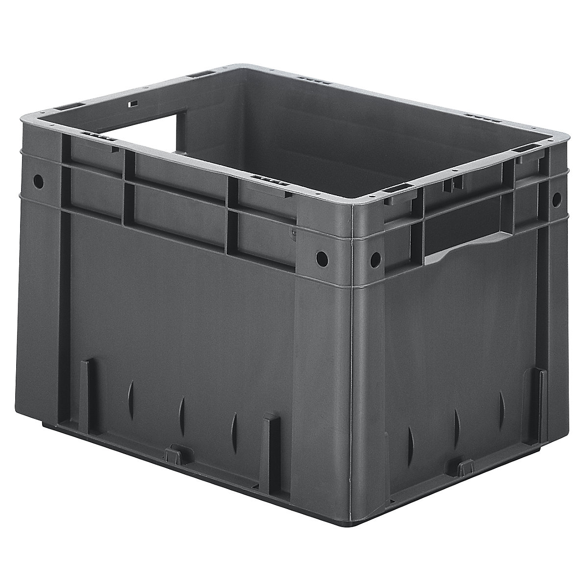 Navetă euro pentru obiecte grele, polipropilenă, capacitate 23,3 l, lung. x lăț. x î. 400 x 300 x 270 mm, pereți plini, bază plină, gri, amb. 4 buc.