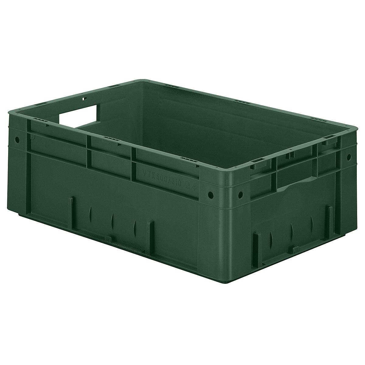 Navetă euro pentru obiecte grele, polipropilenă, capacitate 38 l, lung. x lăț. x î. 600 x 400 x 210 mm, pereți plini, bază plină, verde, amb. 2 buc.