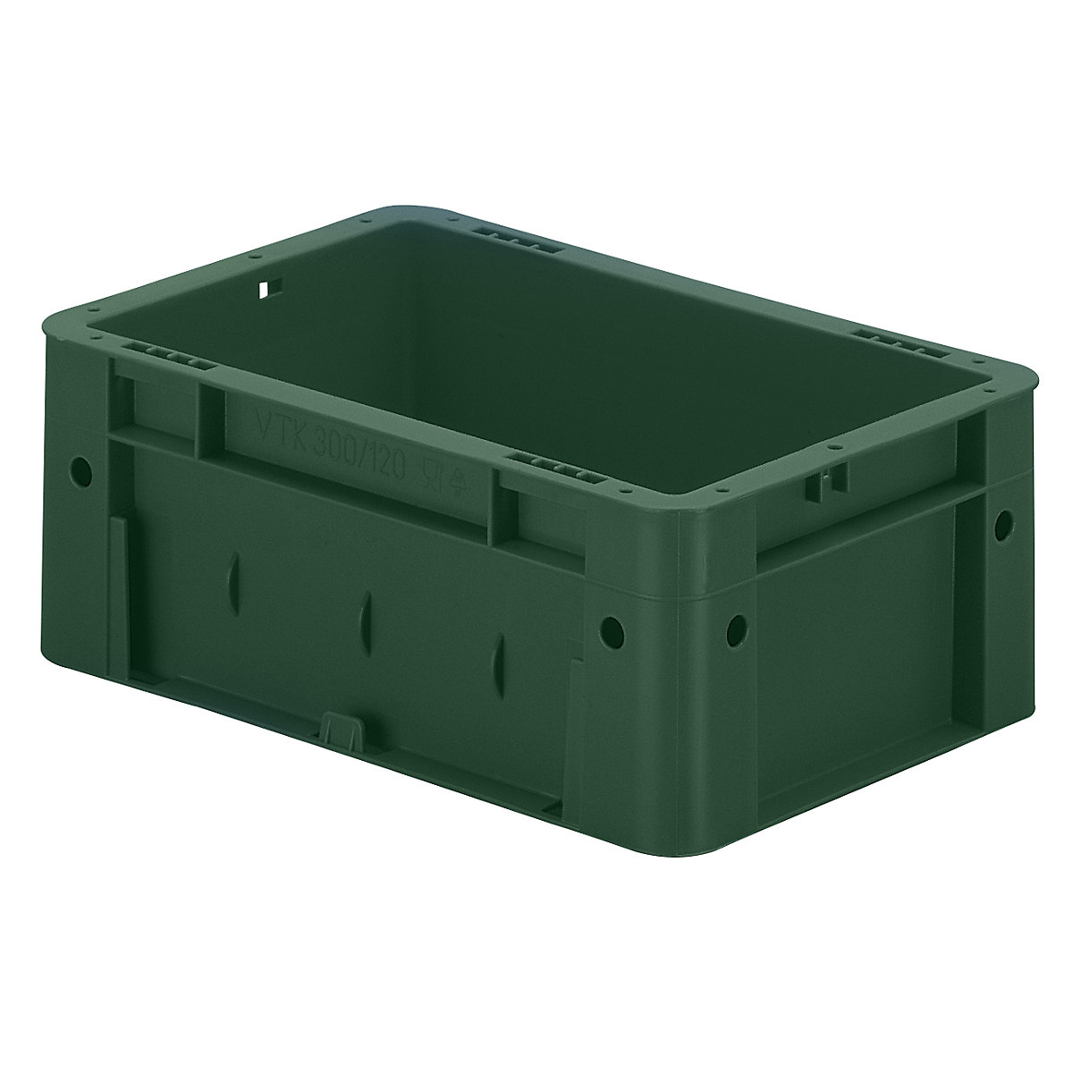 Navetă euro pentru obiecte grele, polipropilenă, capacitate 4,1 l, lung. x lăț. x î. 300 x 200 x 120 mm, pereți plini, bază plină, verde, amb. 8 buc.