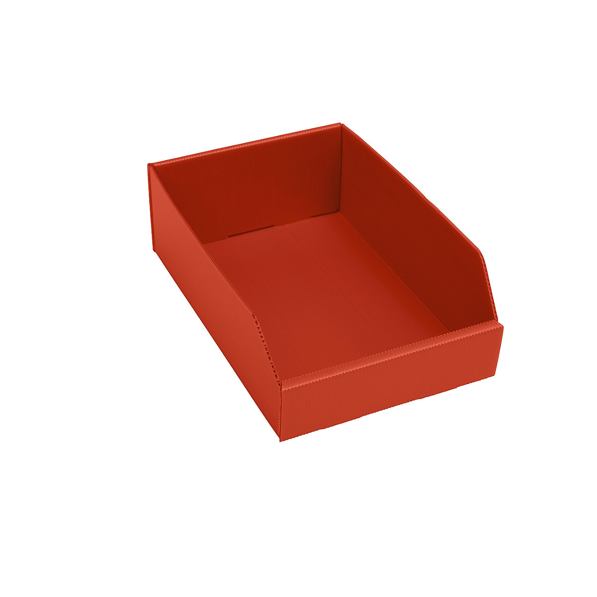 Navetă de plastic pentru rafturi, pliabilă, lung. x lăț. x î. 300 x 200 x 100 mm, roșu, amb. 25 buc.-0
