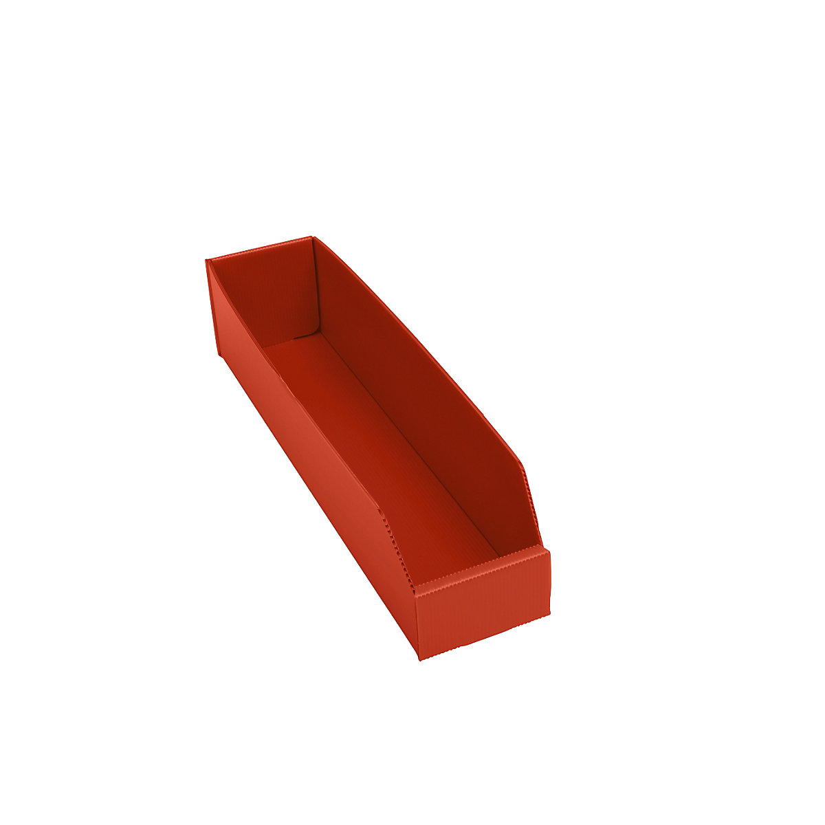 Navetă de plastic pentru rafturi, pliabilă, lung. x lăț. x î. 450 x 100 x 100 mm, roșu, amb. 25 buc.-0