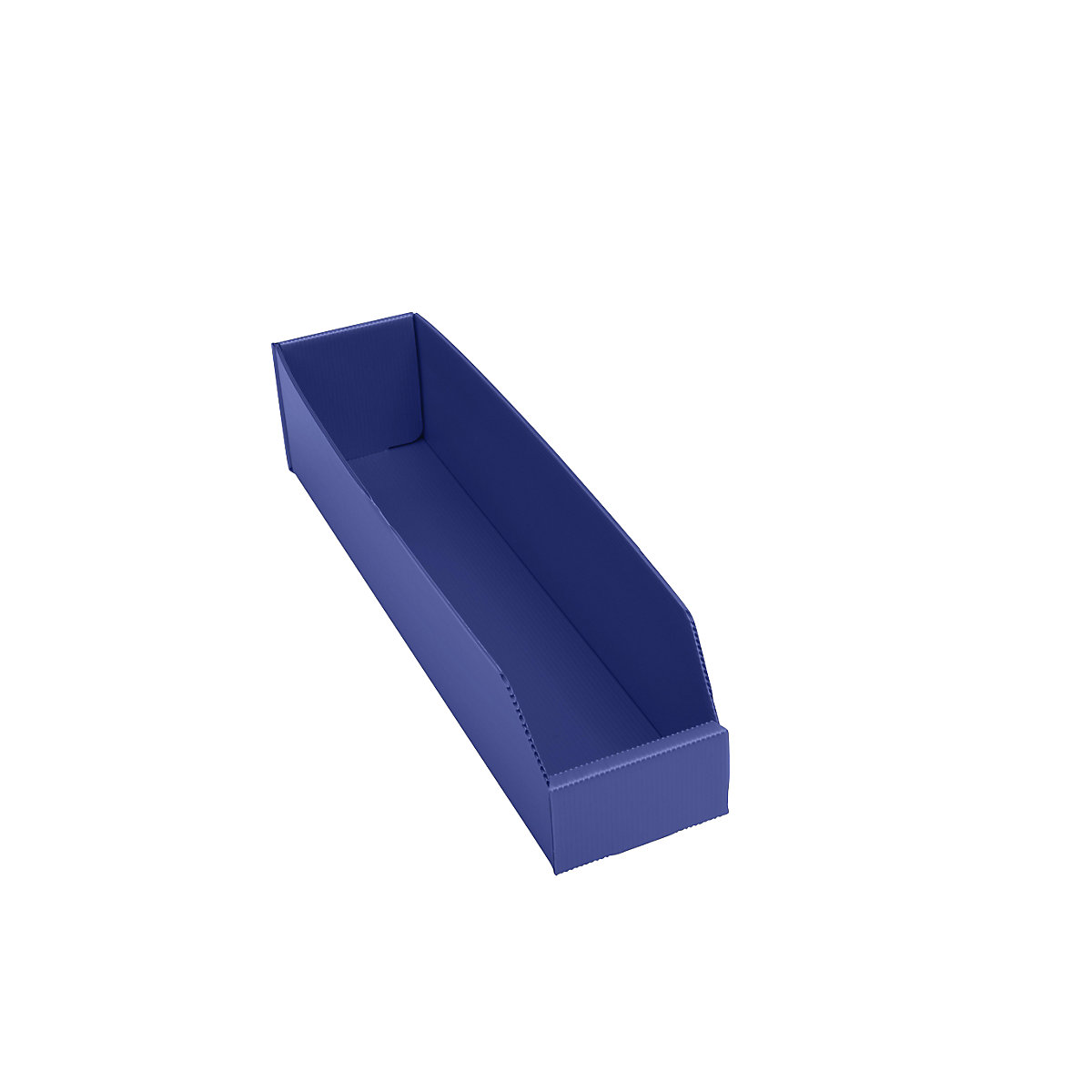 Navetă de plastic pentru rafturi, pliabilă, lung. x lăț. x î. 450 x 100 x 100 mm, albastru, amb. 25 buc.-0