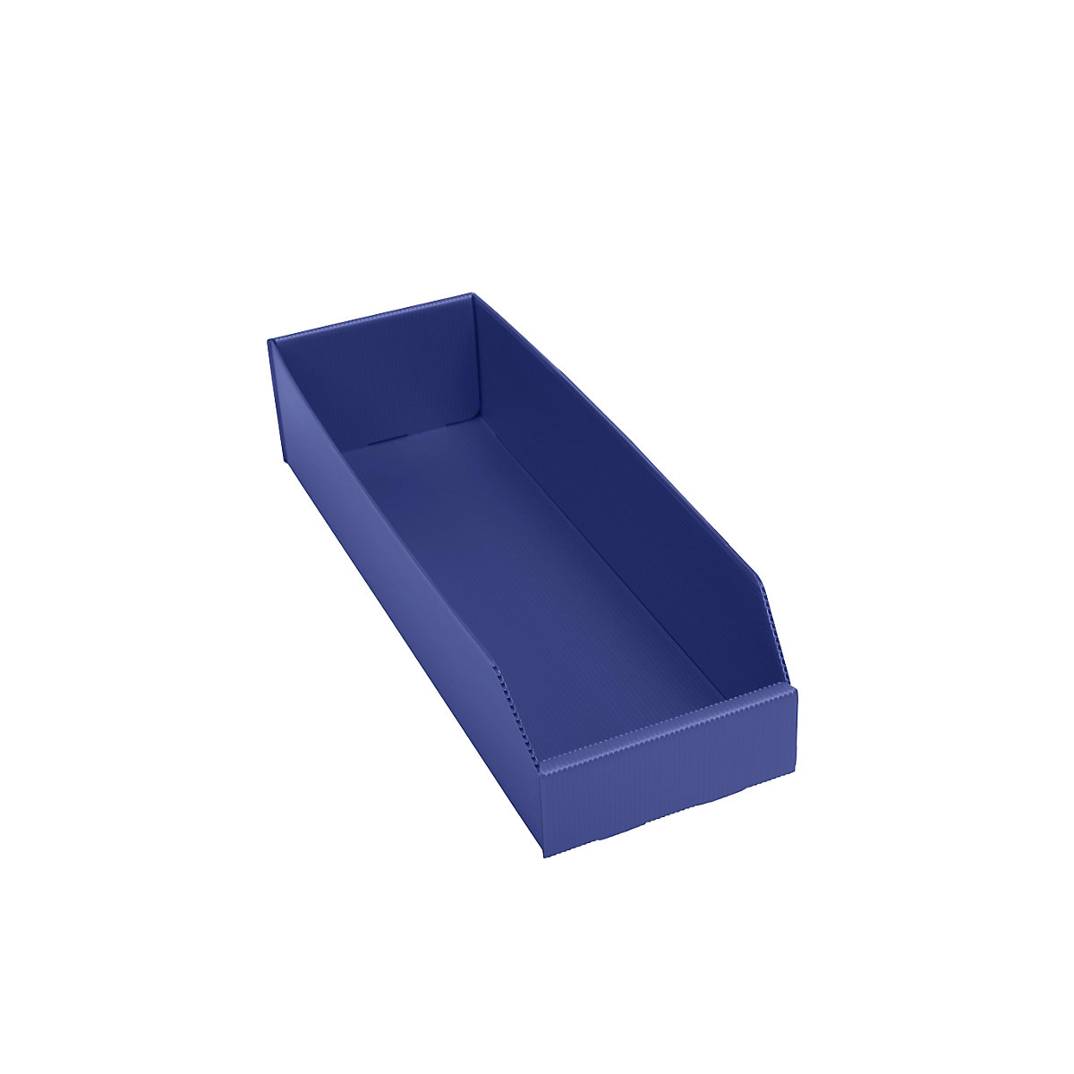 Navetă de plastic pentru rafturi, pliabilă, lung. x lăț. x î. 450 x 150 x 100 mm, albastru, amb. 25 buc.-0