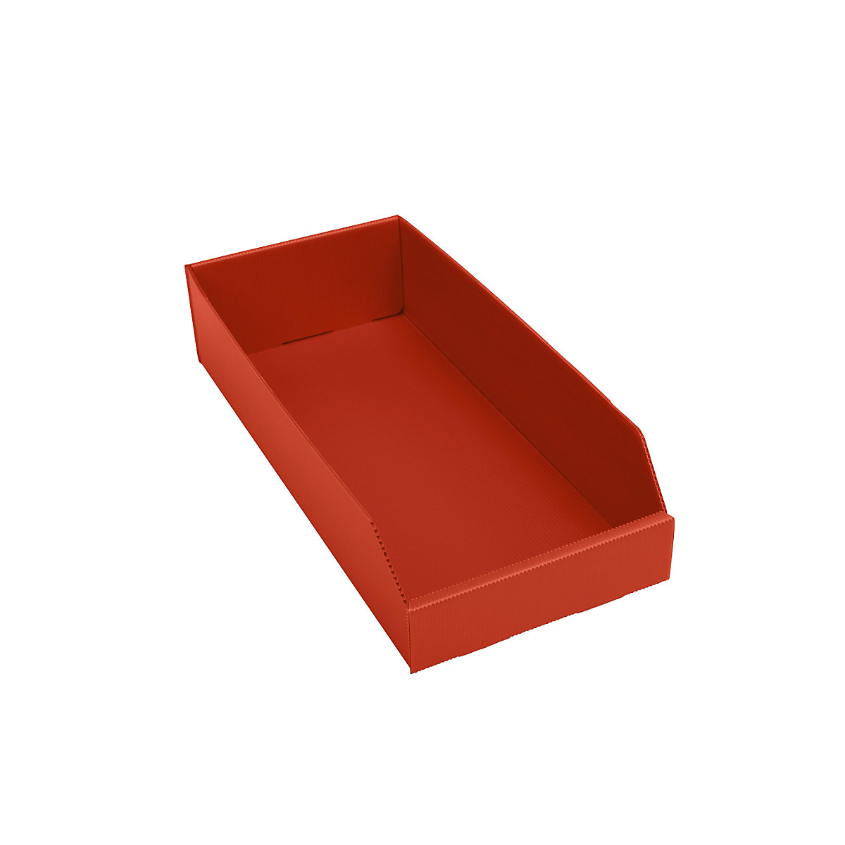Navetă de plastic pentru rafturi, pliabilă, lung. x lăț. x î. 450 x 200 x 100 mm, roșu, amb. 25 buc.-0