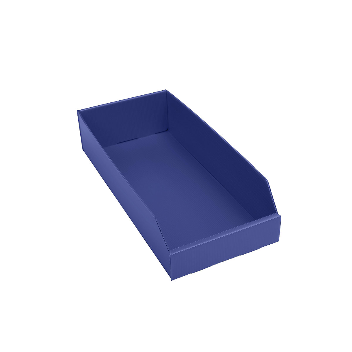 Navetă de plastic pentru rafturi, pliabilă, lung. x lăț. x î. 450 x 200 x 100 mm, albastru, amb. 25 buc.-0