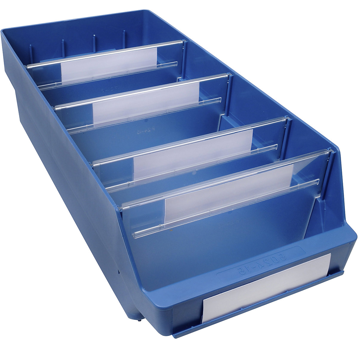 Navetă pentru rafturi, din polipropilenă foarte rezistentă la impact – STEMO, albastru, lung. x lăț. x î. 500 x 240 x 150 mm, amb. 10 buc.-0