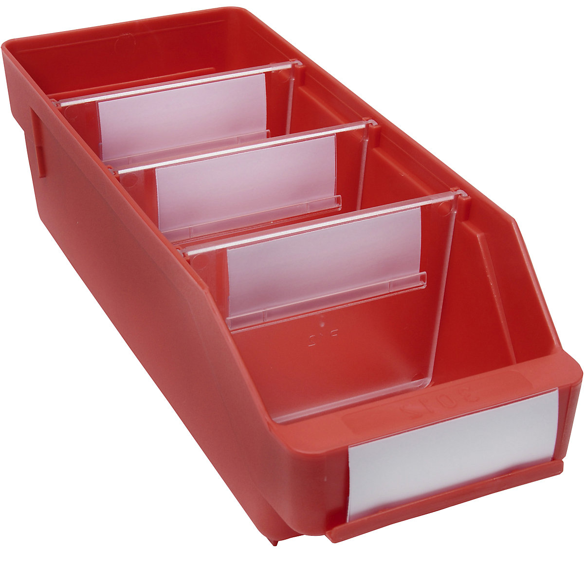 Navetă pentru rafturi, din polipropilenă foarte rezistentă la impact – STEMO, roșu, lung. x lăț. x î. 300 x 118 x 95 mm, amb. 30 buc.-0